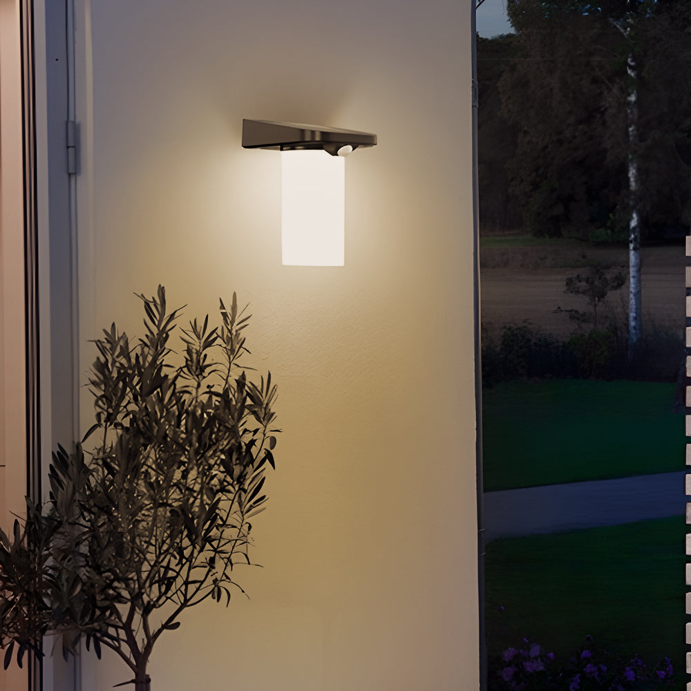 Modern LED Black Outdoor Solar Wall Lights with Motion Sensor - Lumpaz
