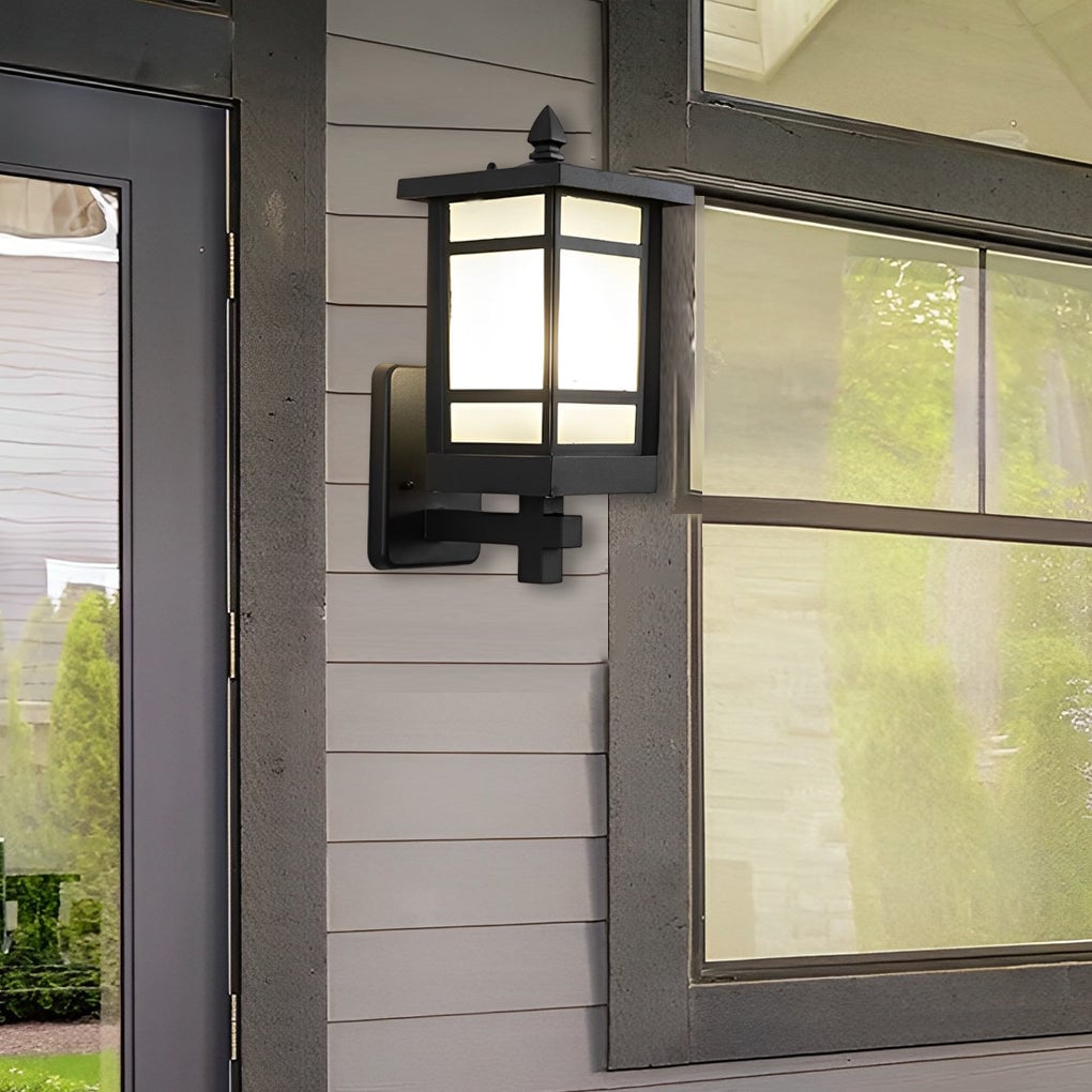 Vintage Waterproof LED Glass Matte Black Retro Wall Lamp Exterior Lights - Lumpaz