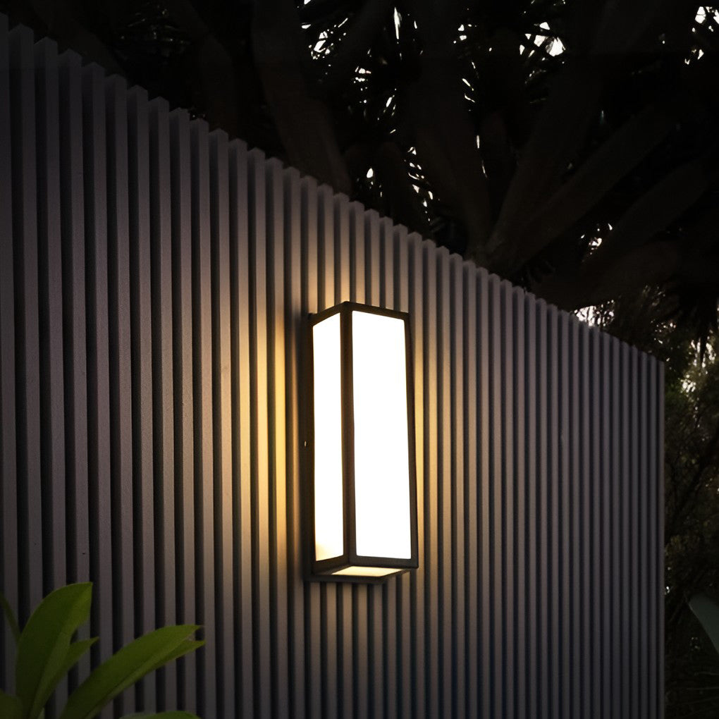 Rectangle LED Waterproof Motion Sensor Black Modern Wall Sconce Lighting - Lumpaz