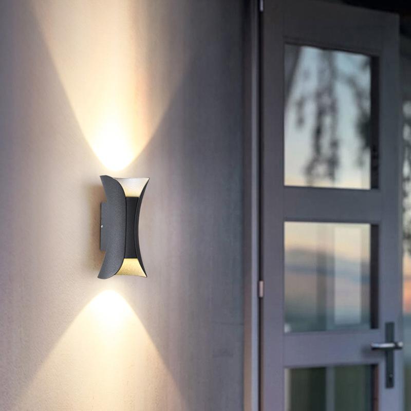 Curved LED Up and Down Lighting Waterproof Modern Outdoor Wall Lights - Lumpaz