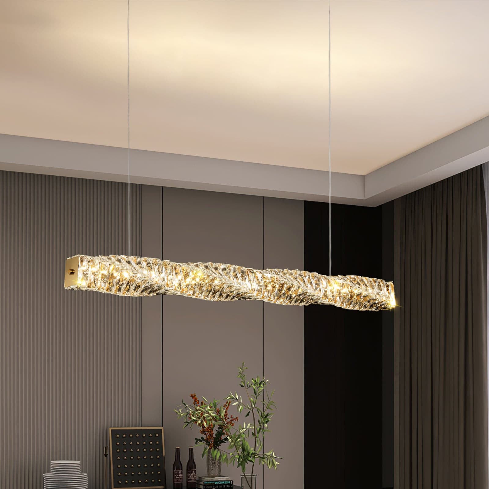 Long Crystal Pendant Lamp - Lumpaz