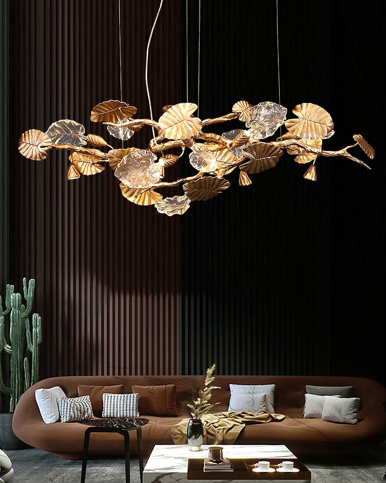Brass Leaf Chandelier - Lumpaz