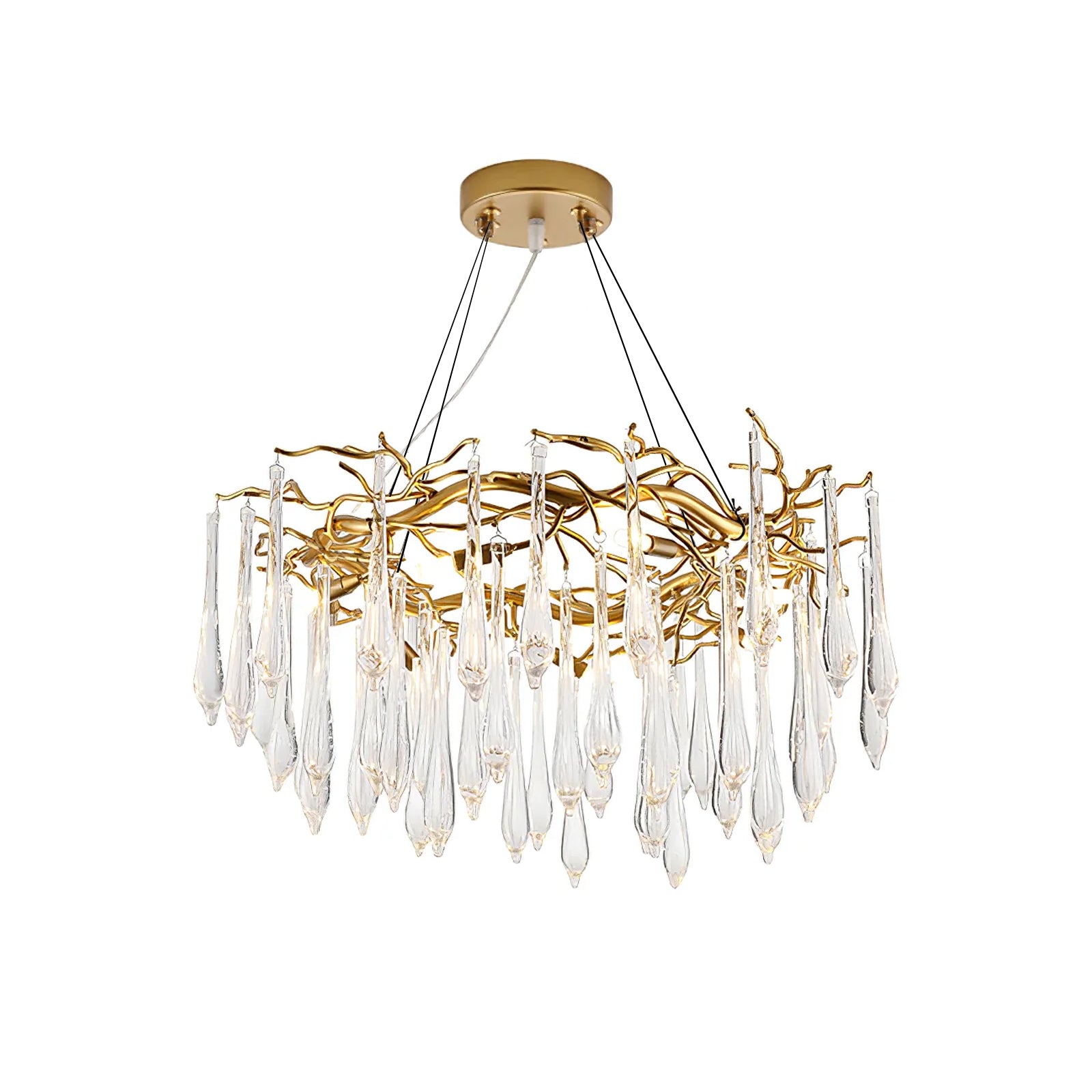 Teardrop Round Crystal Chandelier - Lumpaz