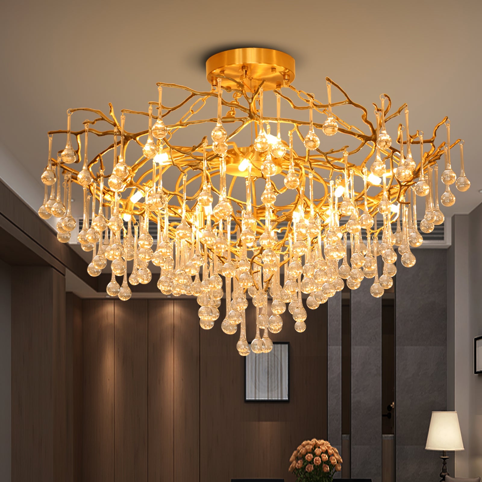 Anita Brass Leaf Chandelier - Lumpaz
