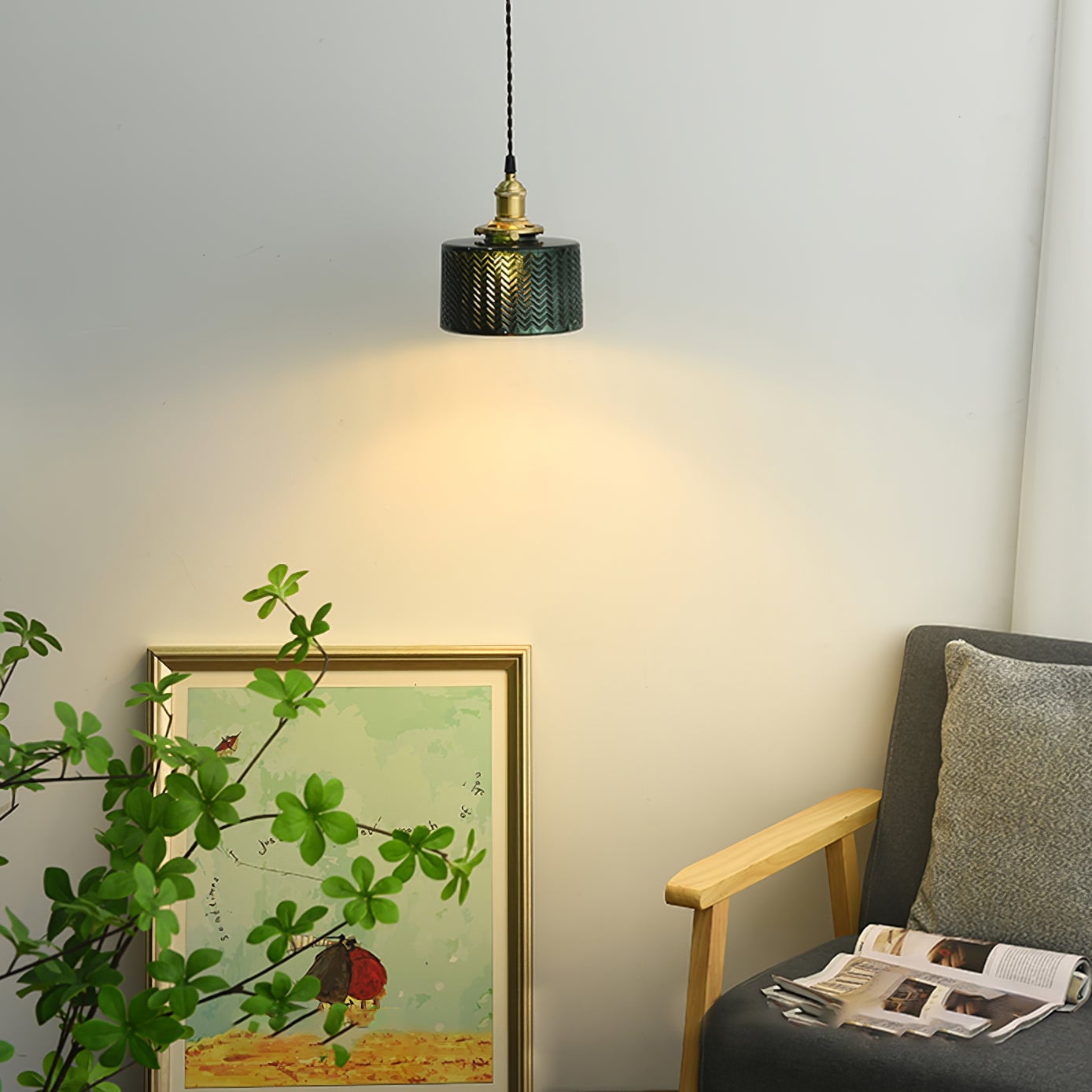 Green Glass Pendant Lamp - Lumpaz