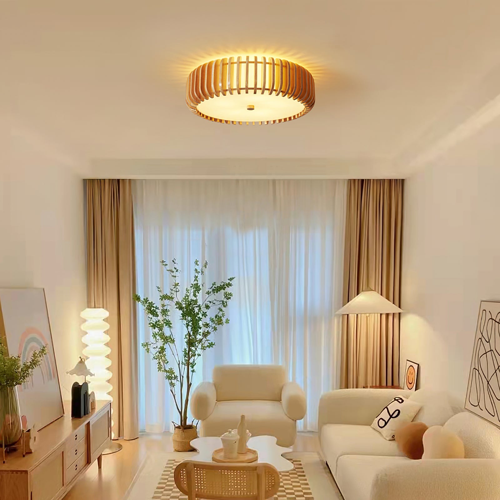 Wooden Drum Ceiling Lamp - Lumpaz