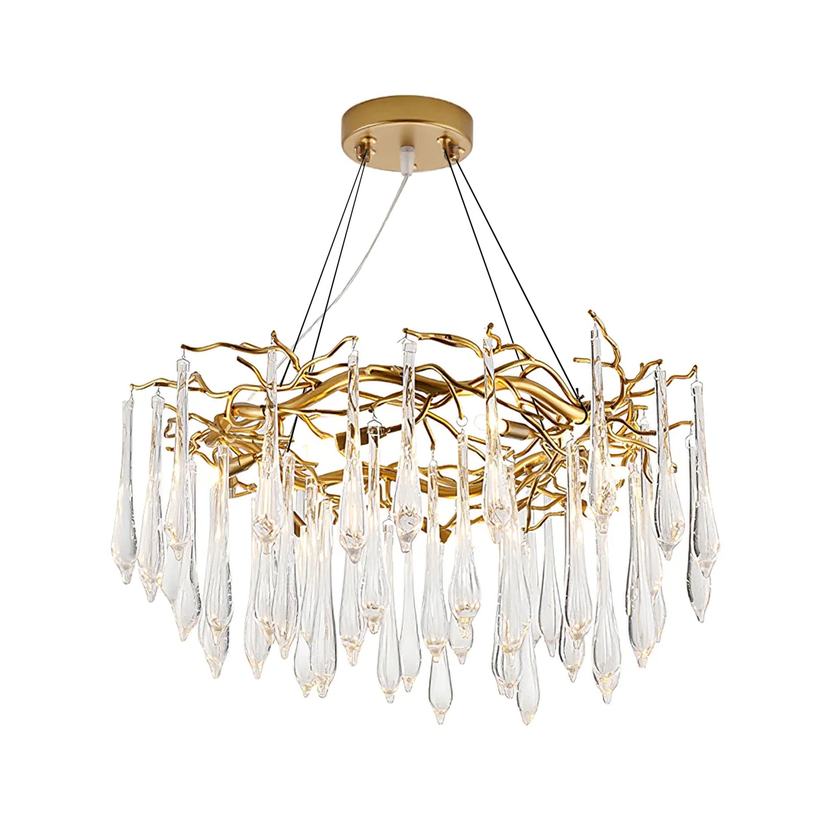 Teardrop Round Crystal Chandelier - Lumpaz