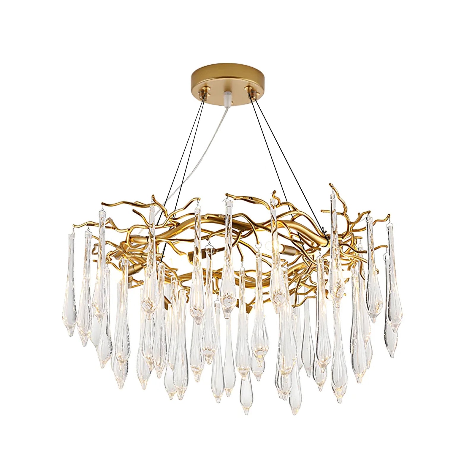 Teardrop Round Crystal Chandelier - Lumpaz