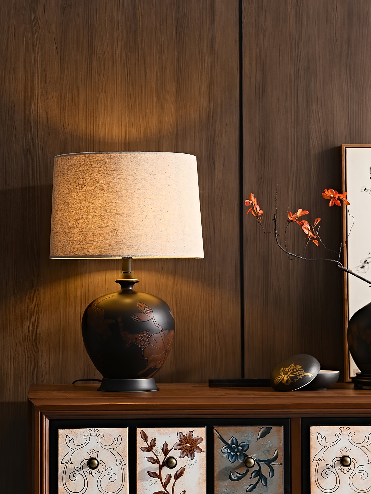 Fish Motif Ceramic Table Lamp - Lumpaz