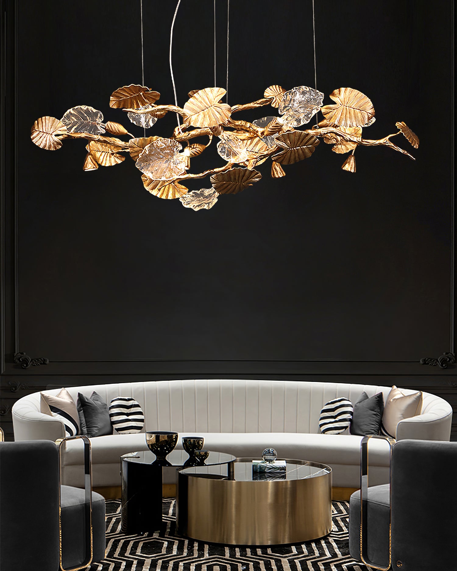 Brass Leaf Chandelier - Lumpaz