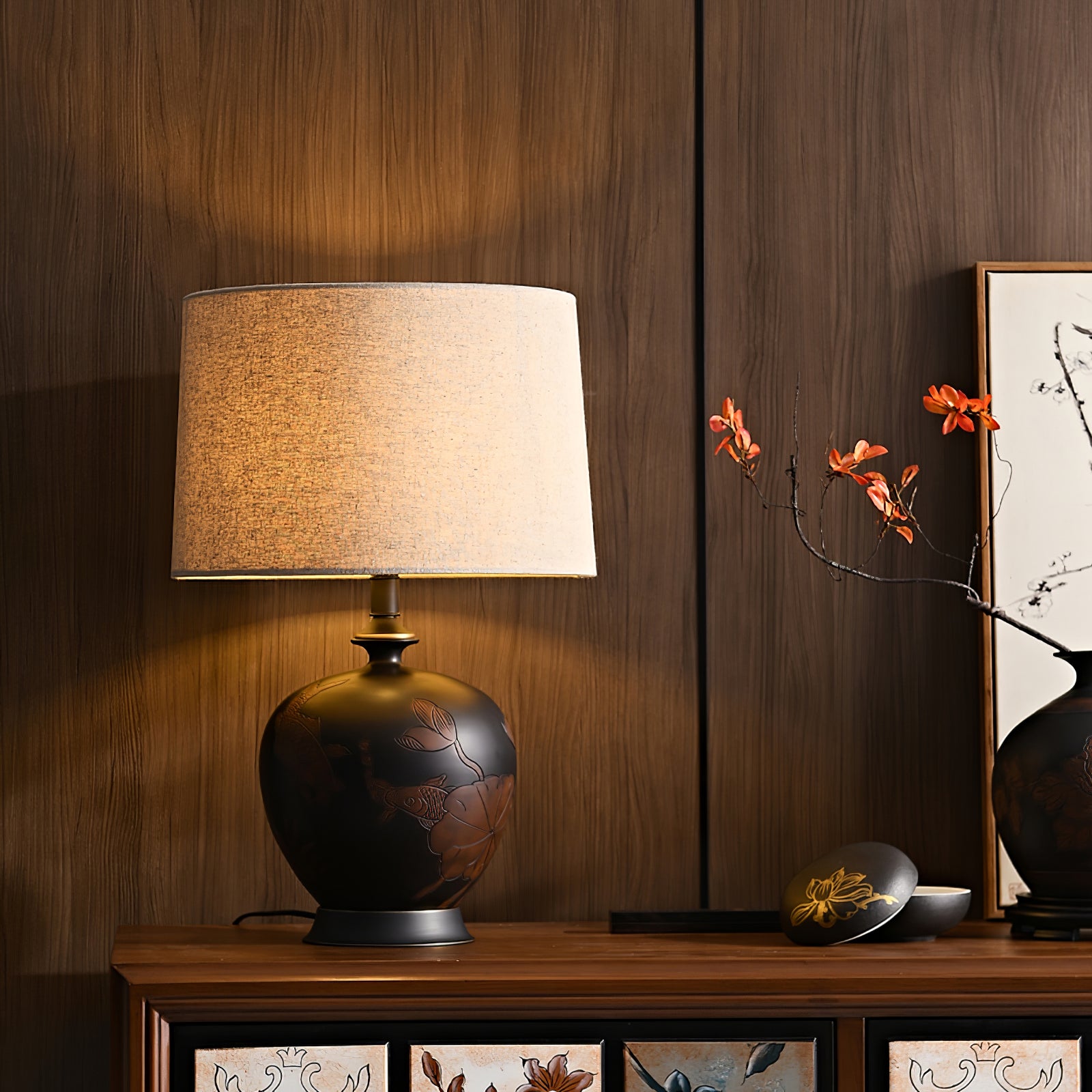 Fish Motif Ceramic Table Lamp - Lumpaz