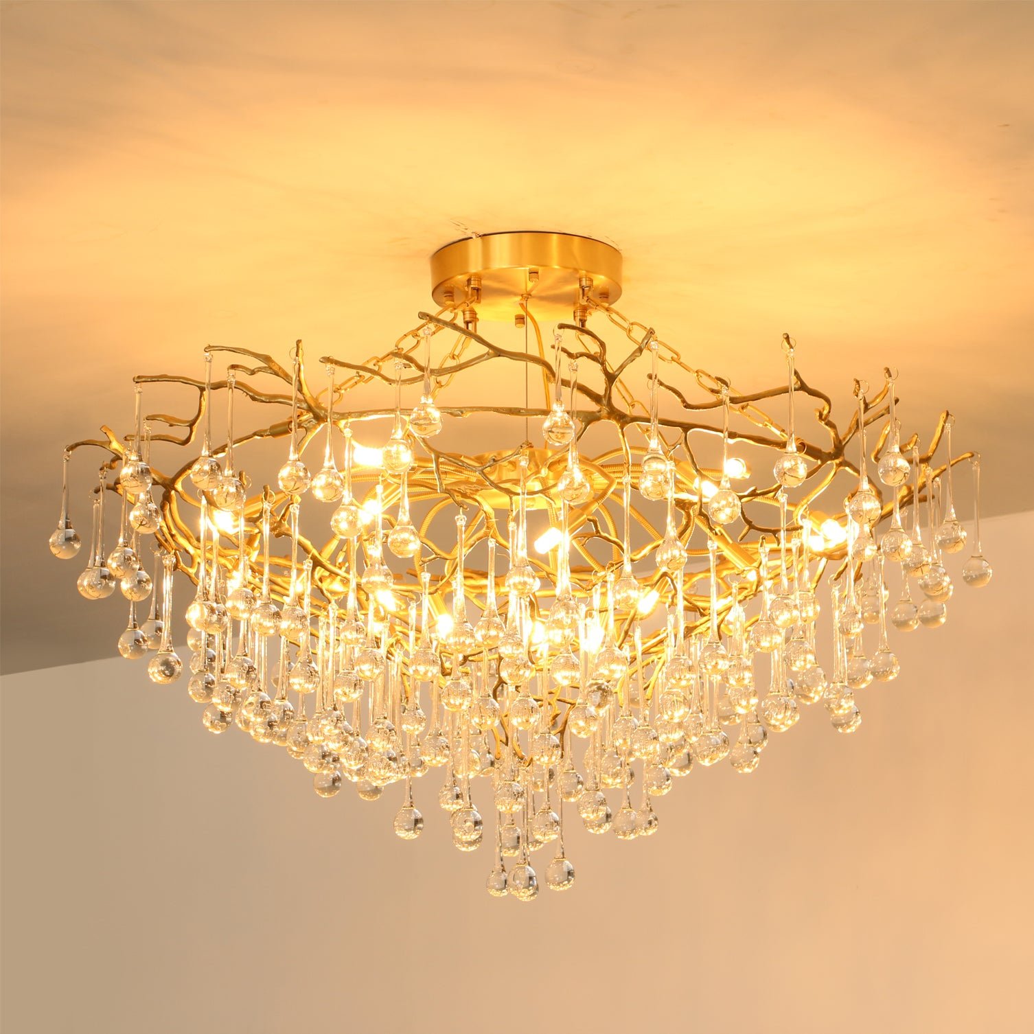 Anita Brass Leaf Chandelier - Lumpaz
