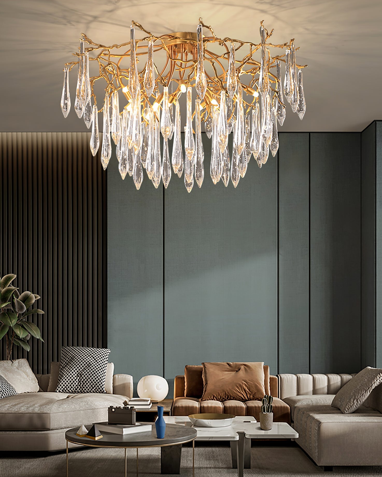 Teardrop Round Crystal Ceiling Lamp - Lumpaz