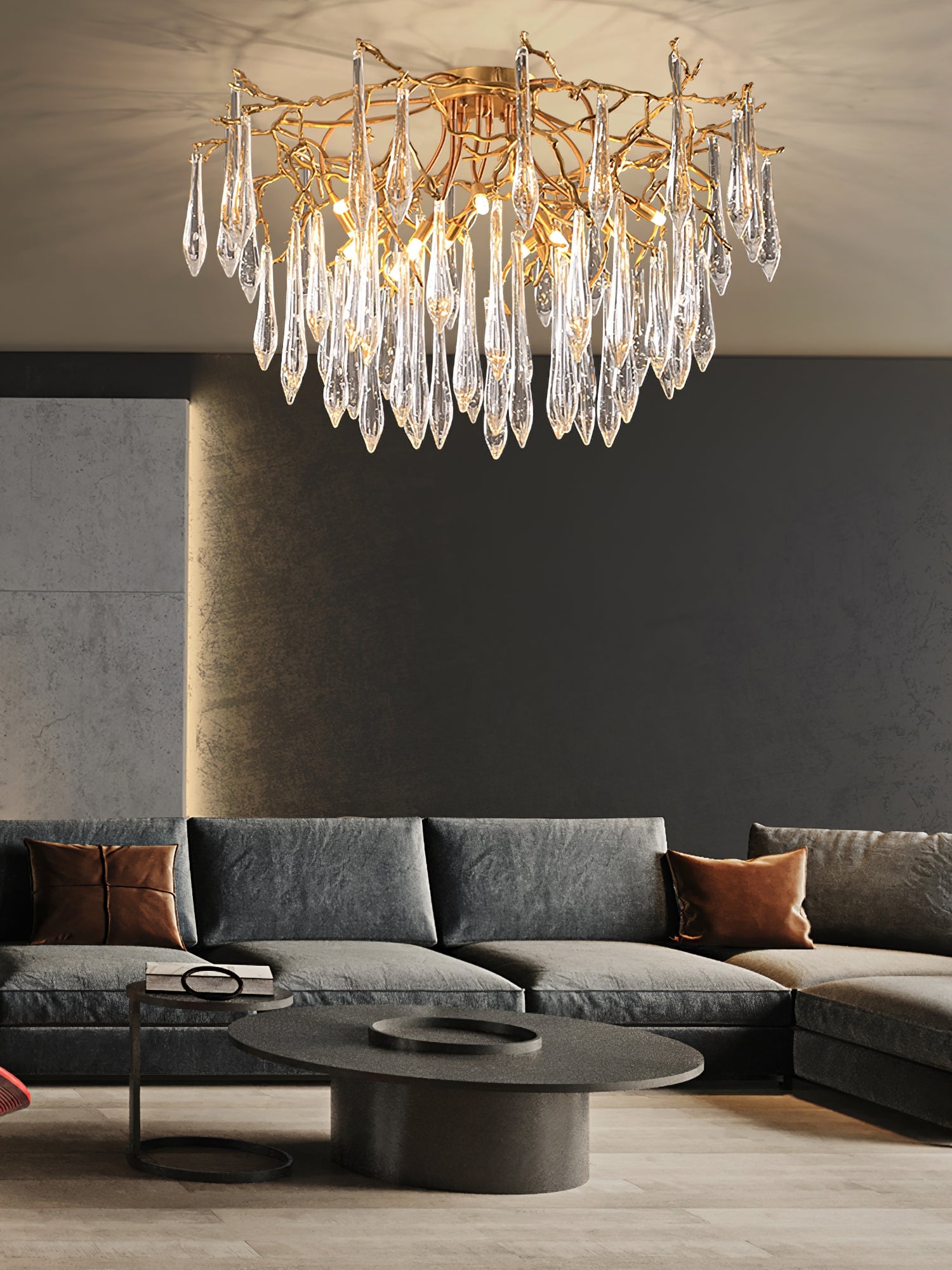 Teardrop Round Crystal Ceiling Lamp - Lumpaz