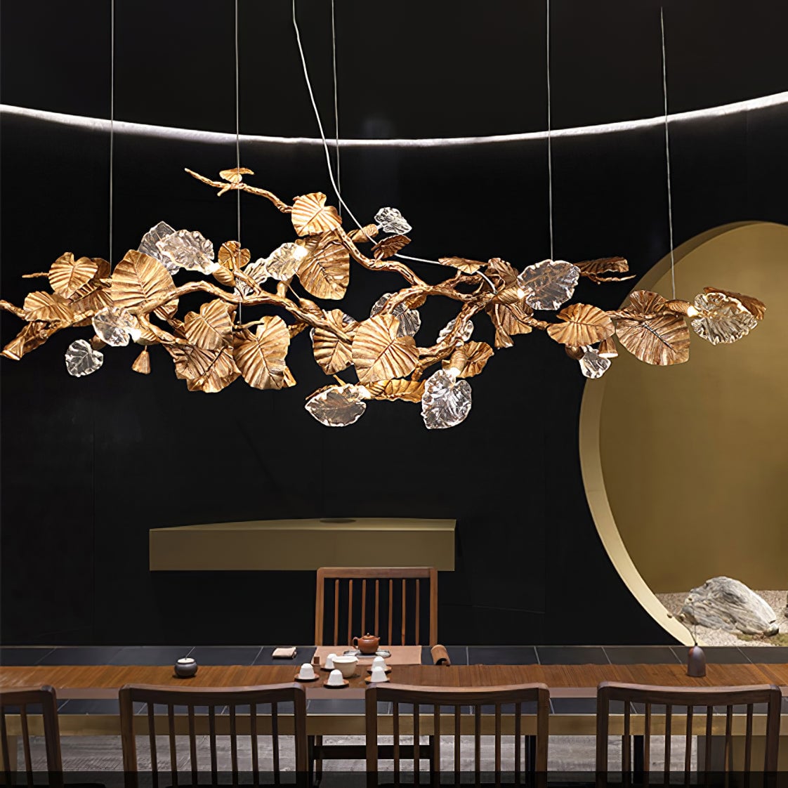 Brass Leaf Chandelier - Lumpaz