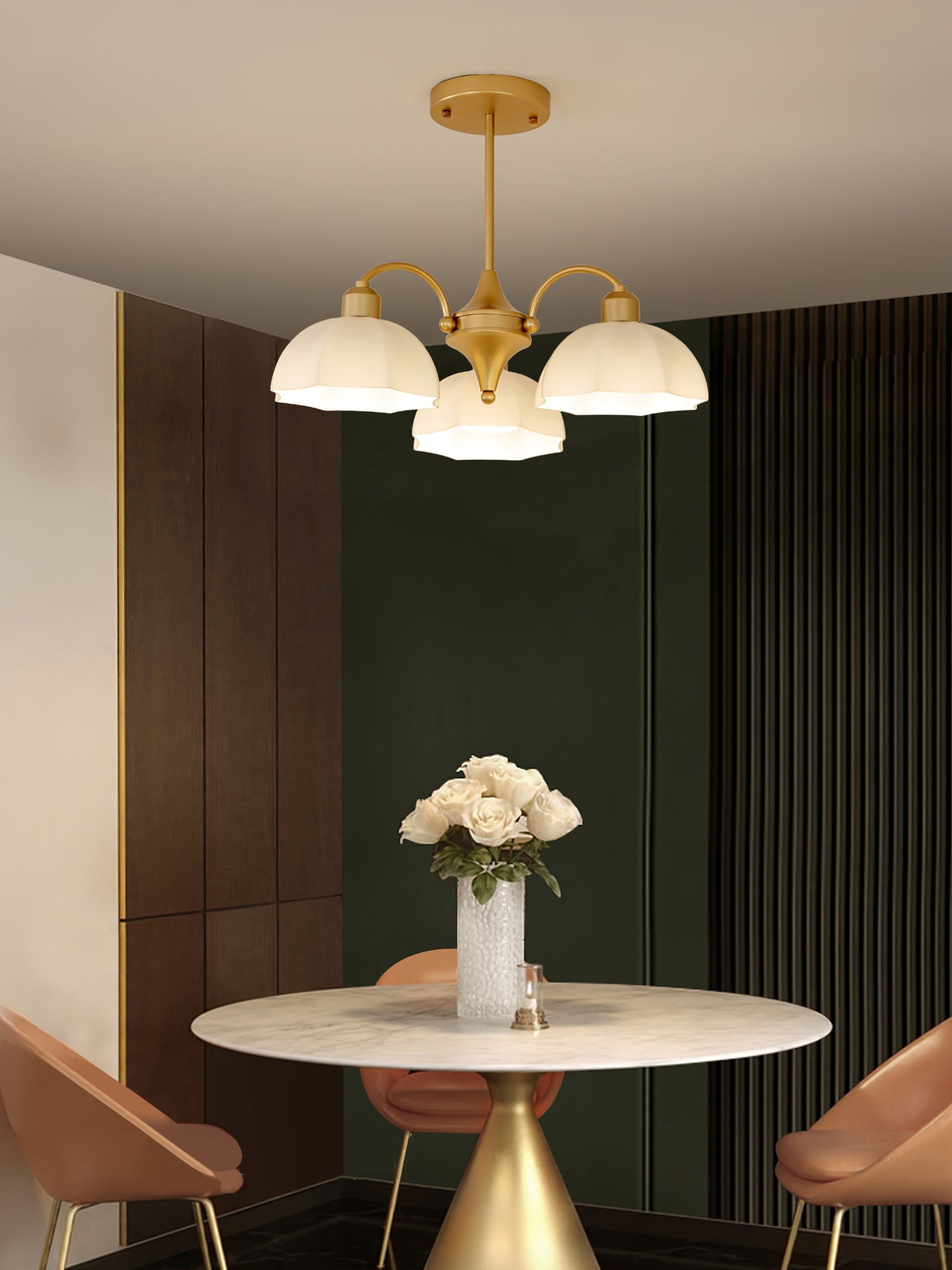 Frosted Glass Bell Chandelier - Lumpaz