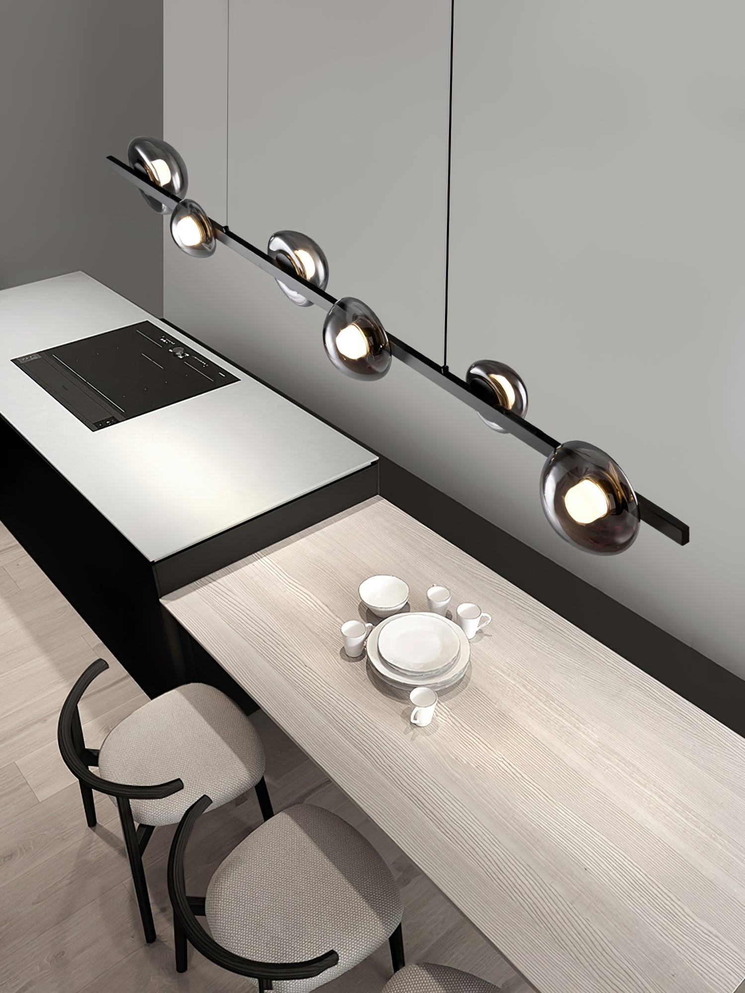 Brass Bar Glass Chandelier - Lumpaz