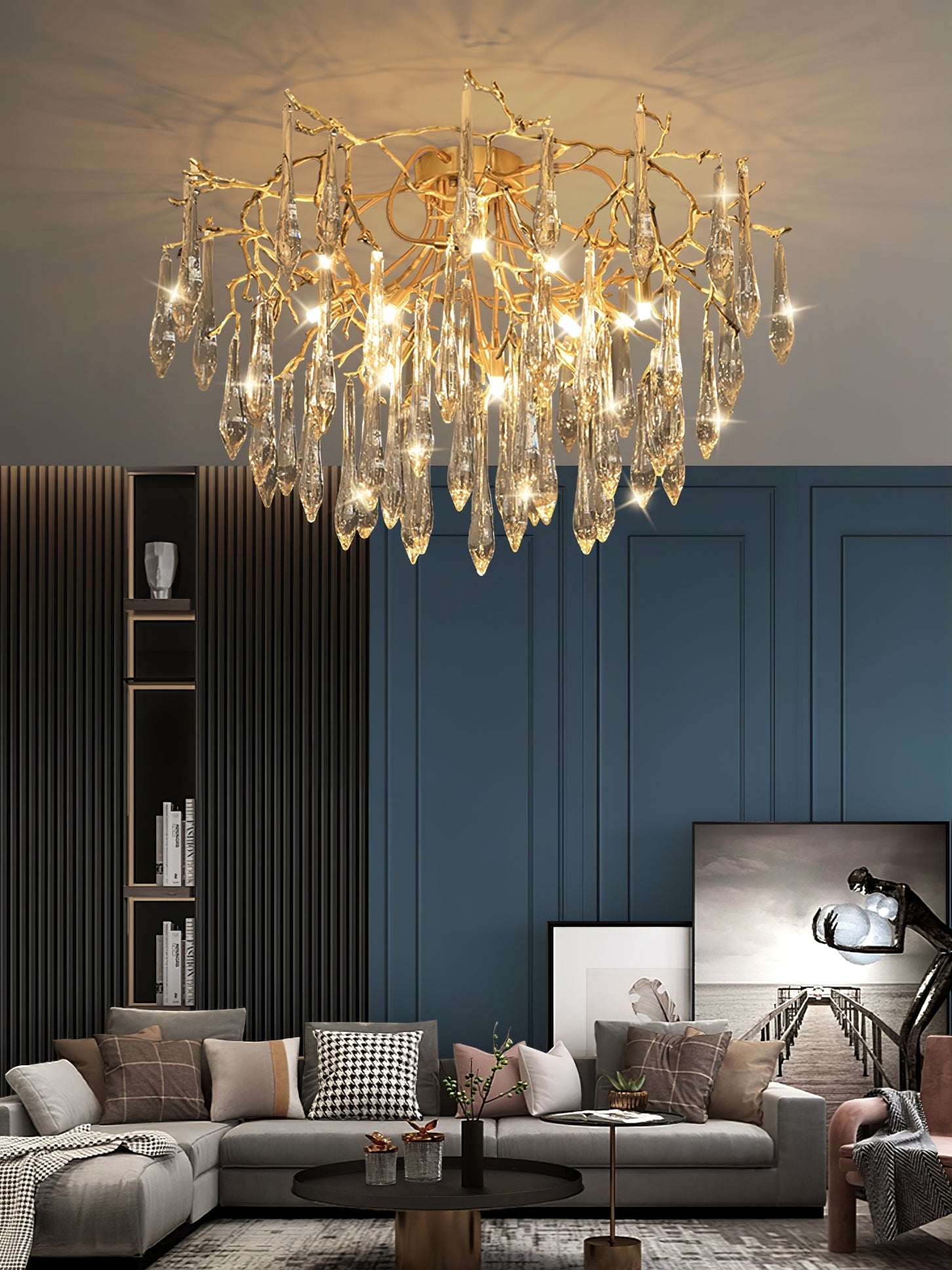 Teardrop Round Crystal Ceiling Lamp - Lumpaz