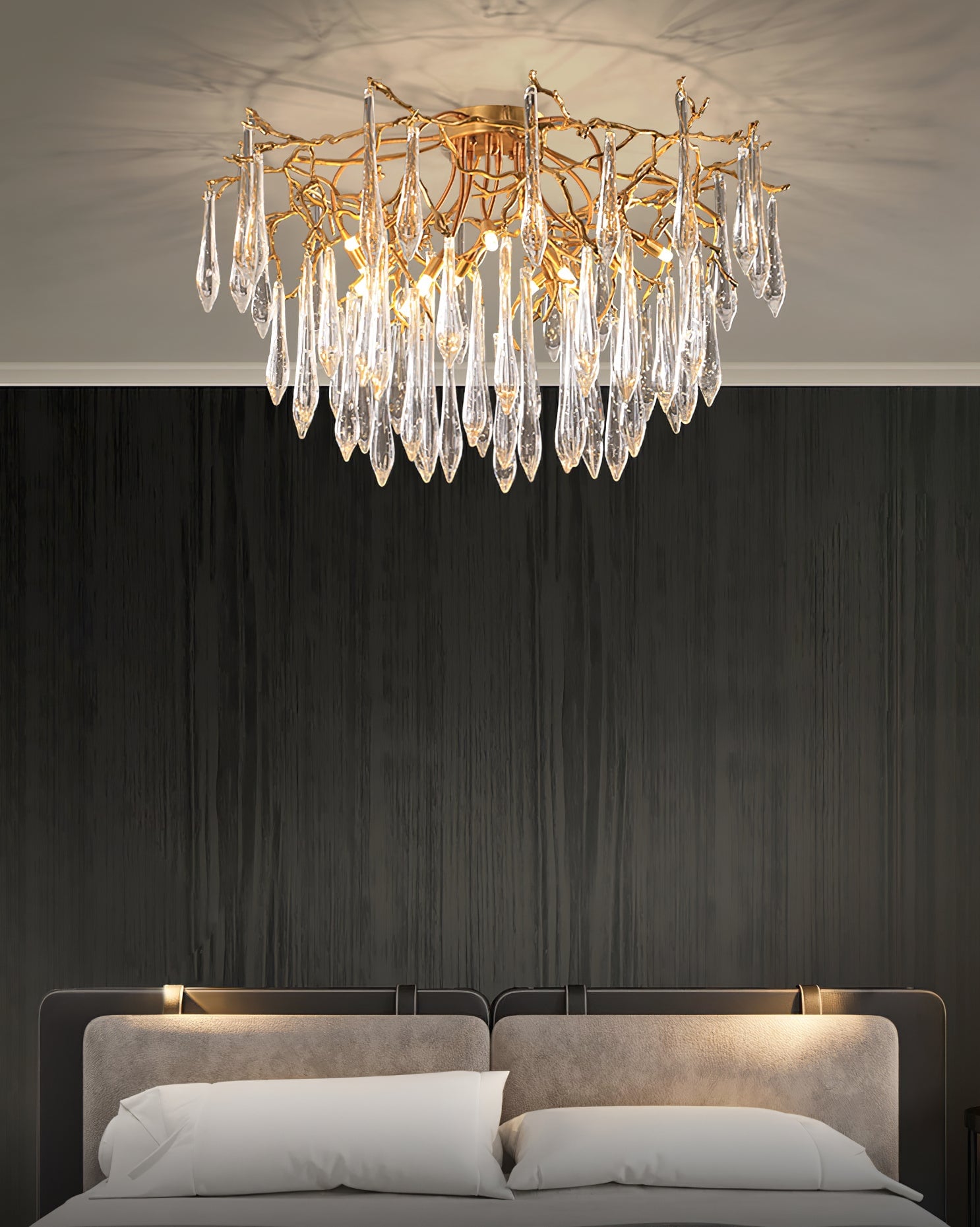 Teardrop Round Crystal Ceiling Lamp - Lumpaz