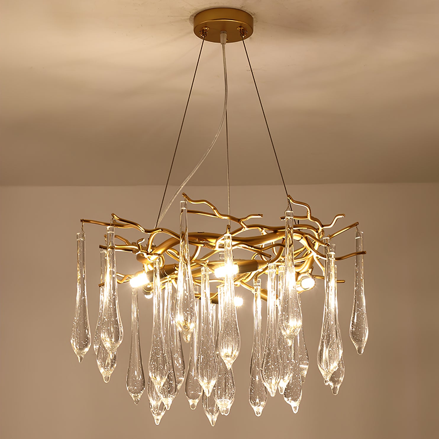 Teardrop Round Crystal Chandelier - Lumpaz
