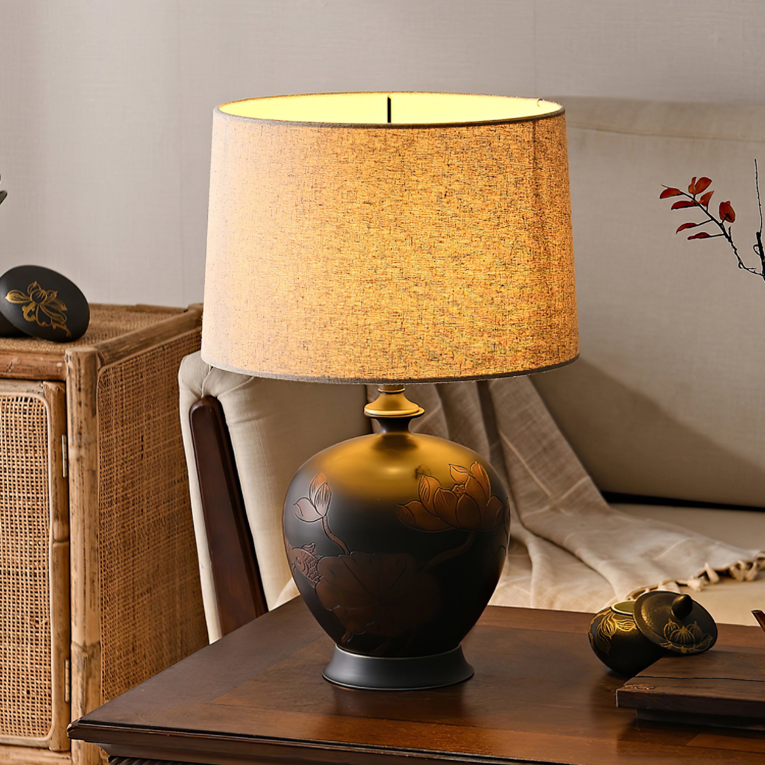 Fish Motif Ceramic Table Lamp - Lumpaz