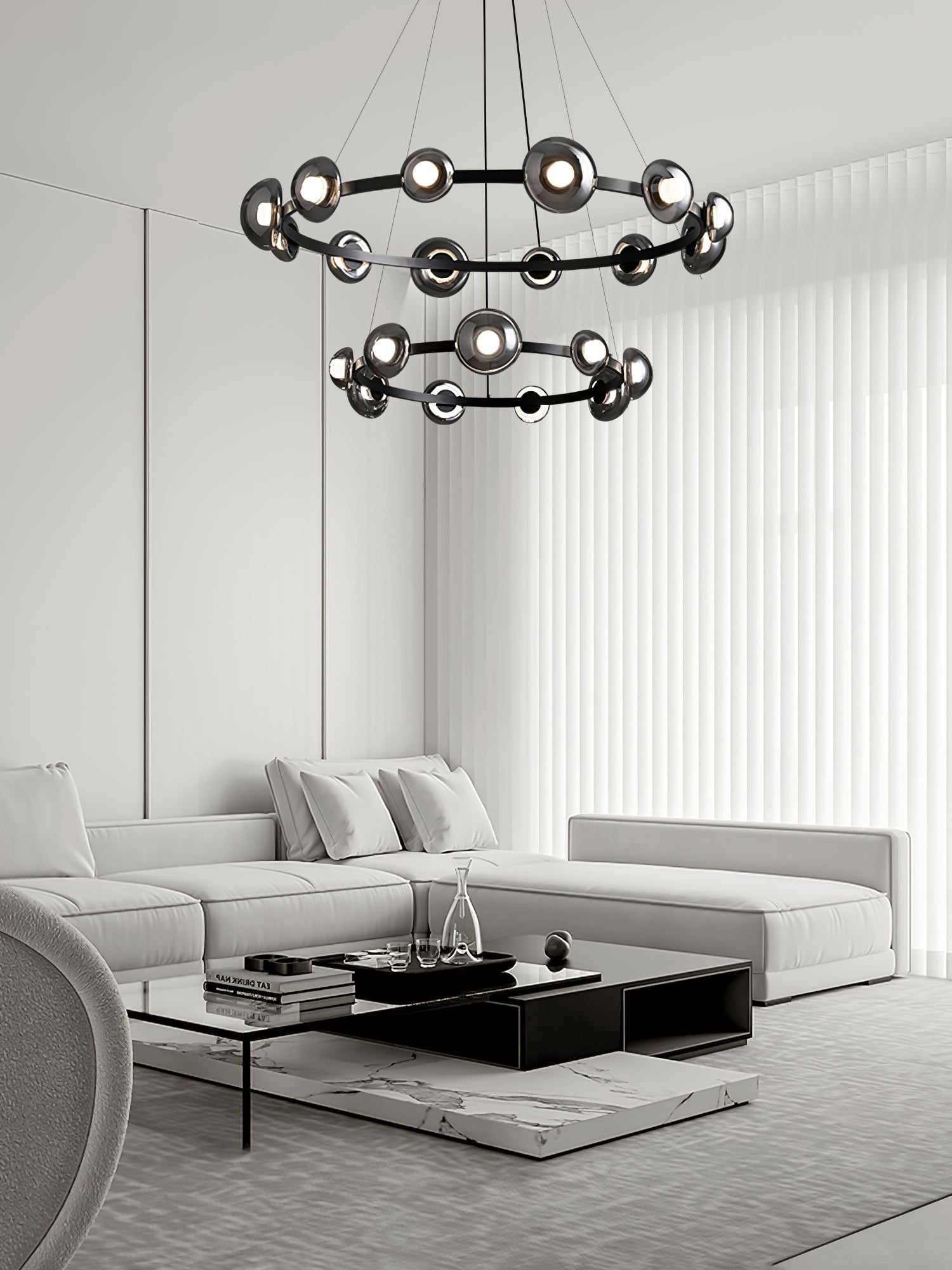 Brass Bar Glass Chandelier - Lumpaz