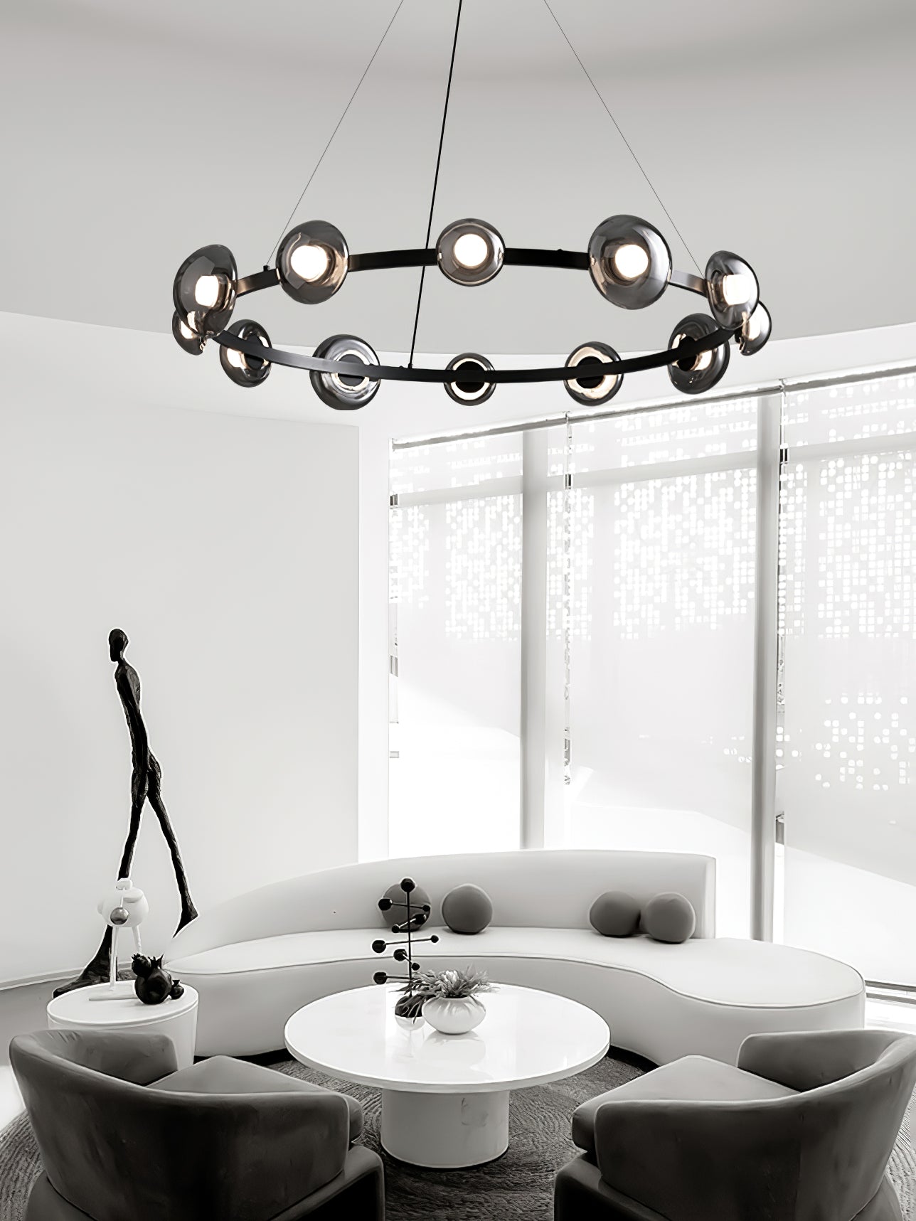 Brass Bar Glass Chandelier - Lumpaz