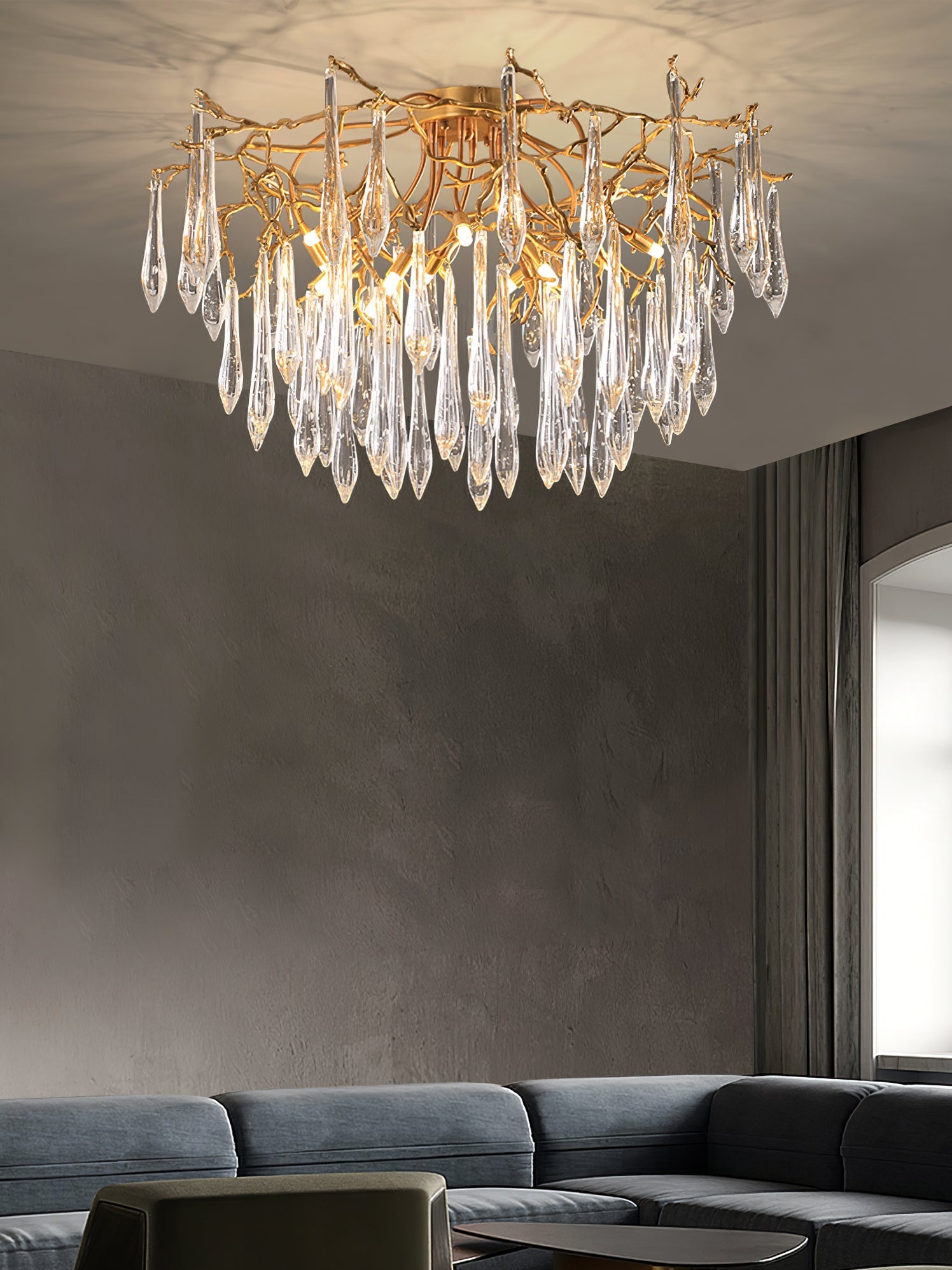 Teardrop Round Crystal Ceiling Lamp - Lumpaz