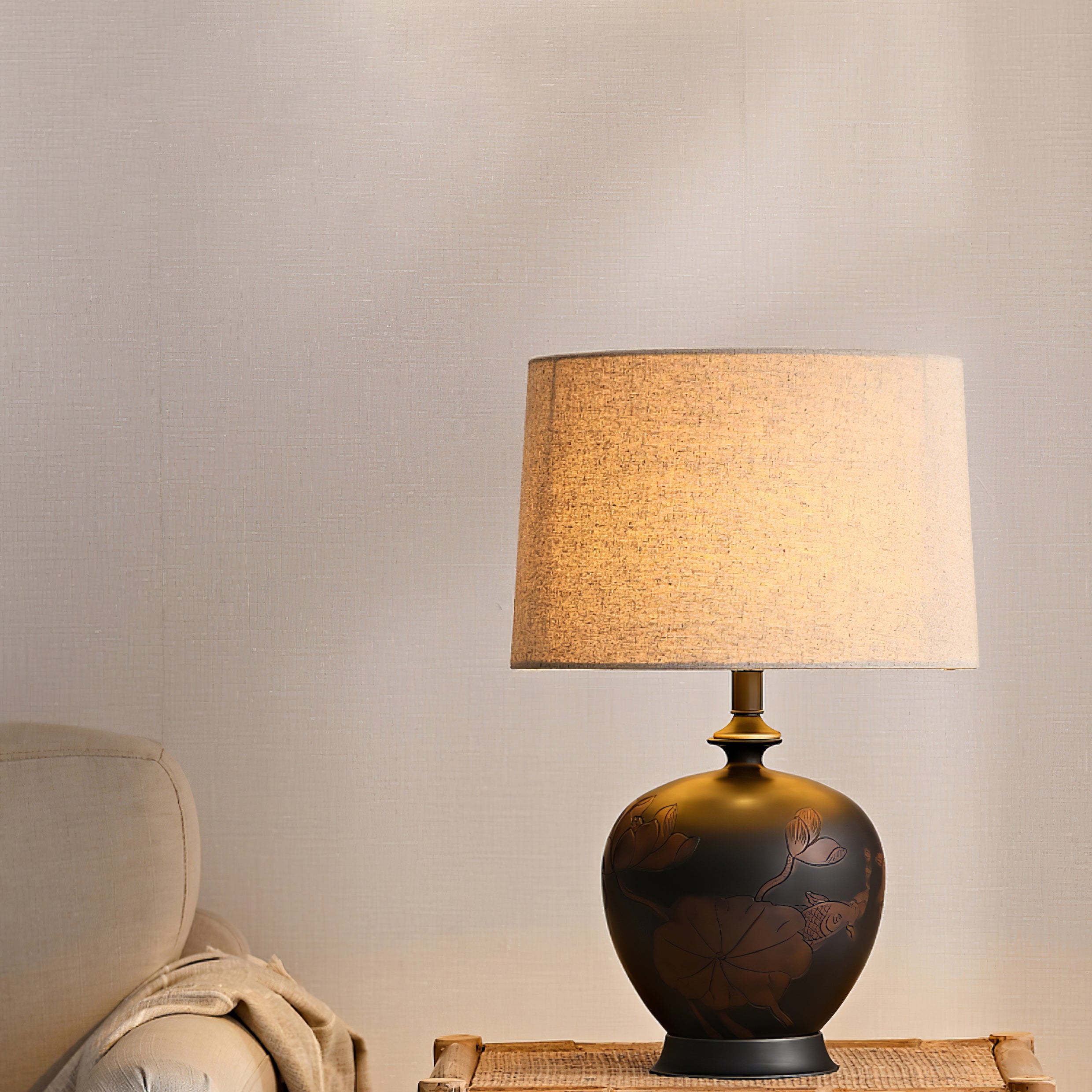 Fish Motif Ceramic Table Lamp - Lumpaz