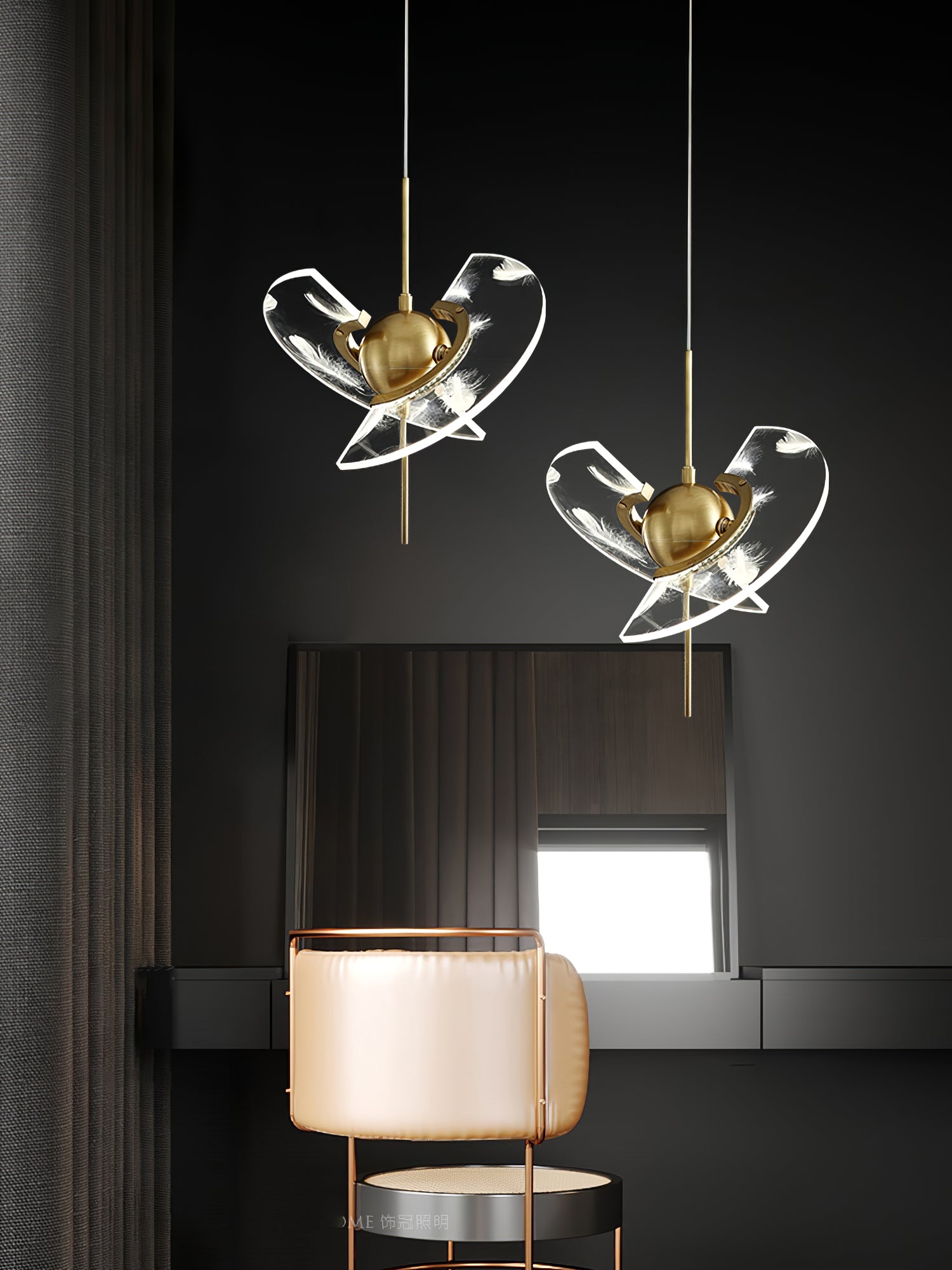 Brass Feather Pendant Lamp - Lumpaz