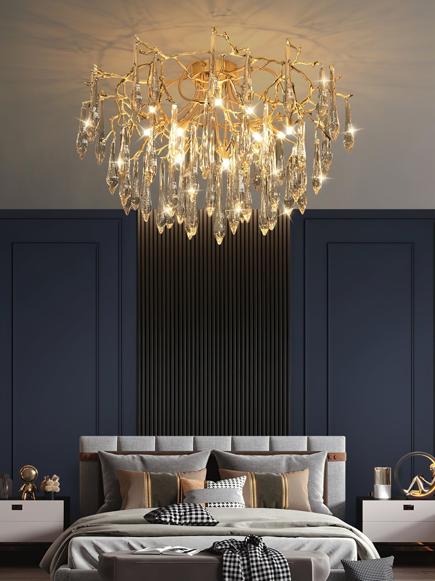 Teardrop Round Crystal Ceiling Lamp - Lumpaz