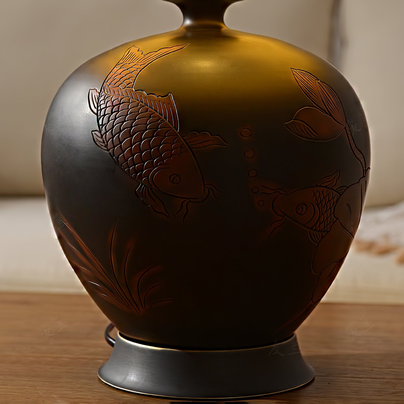 Fish Motif Ceramic Table Lamp - Lumpaz