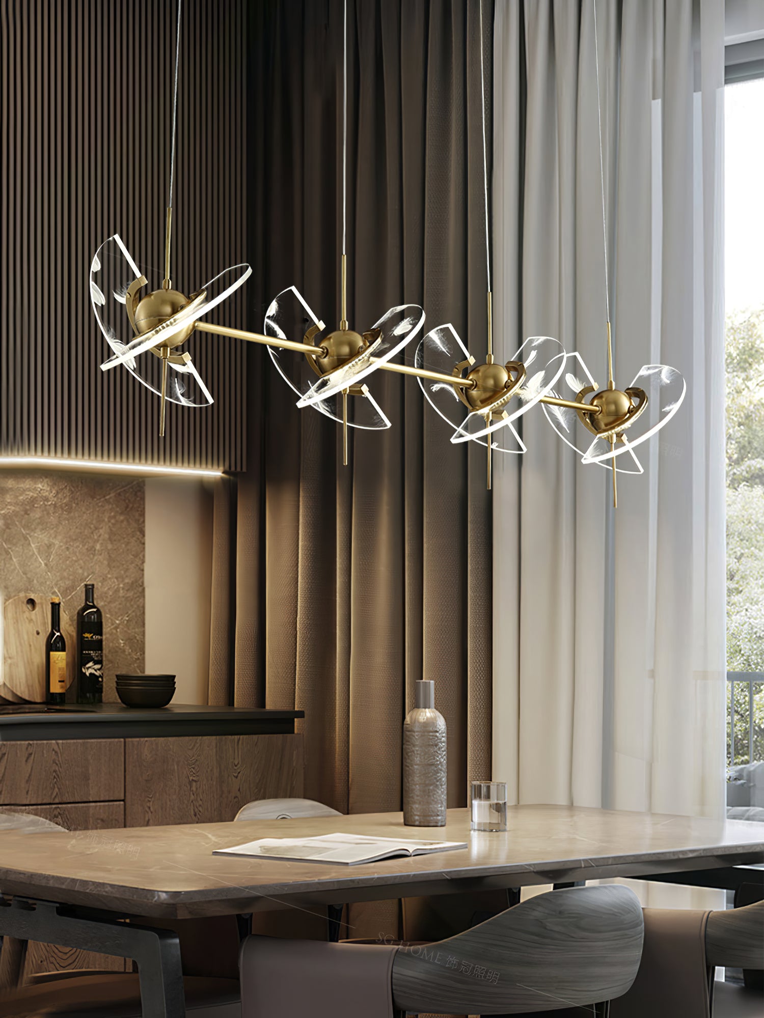 Brass Feather Pendant Lamp - Lumpaz