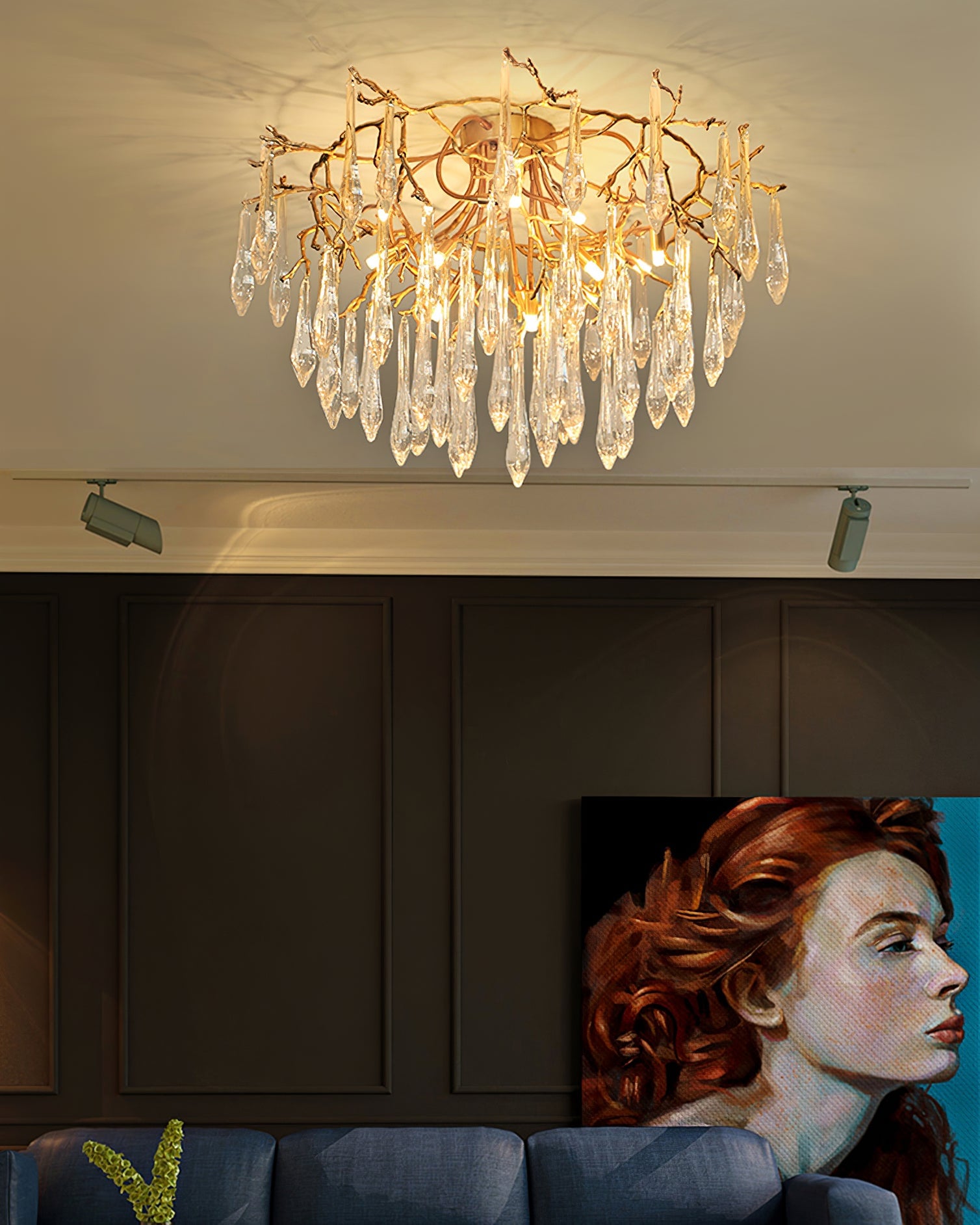 Teardrop Round Crystal Ceiling Lamp - Lumpaz