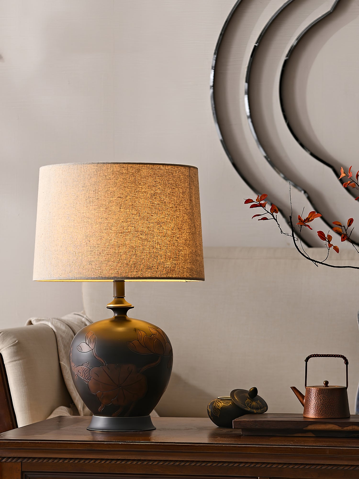 Fish Motif Ceramic Table Lamp - Lumpaz