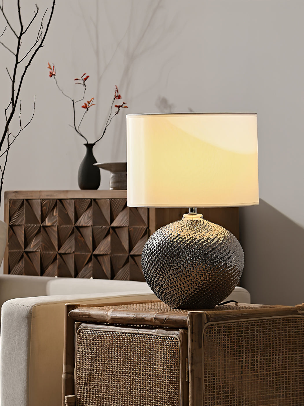 Mabel Textured Ceramic Table Lamp - Lumpaz