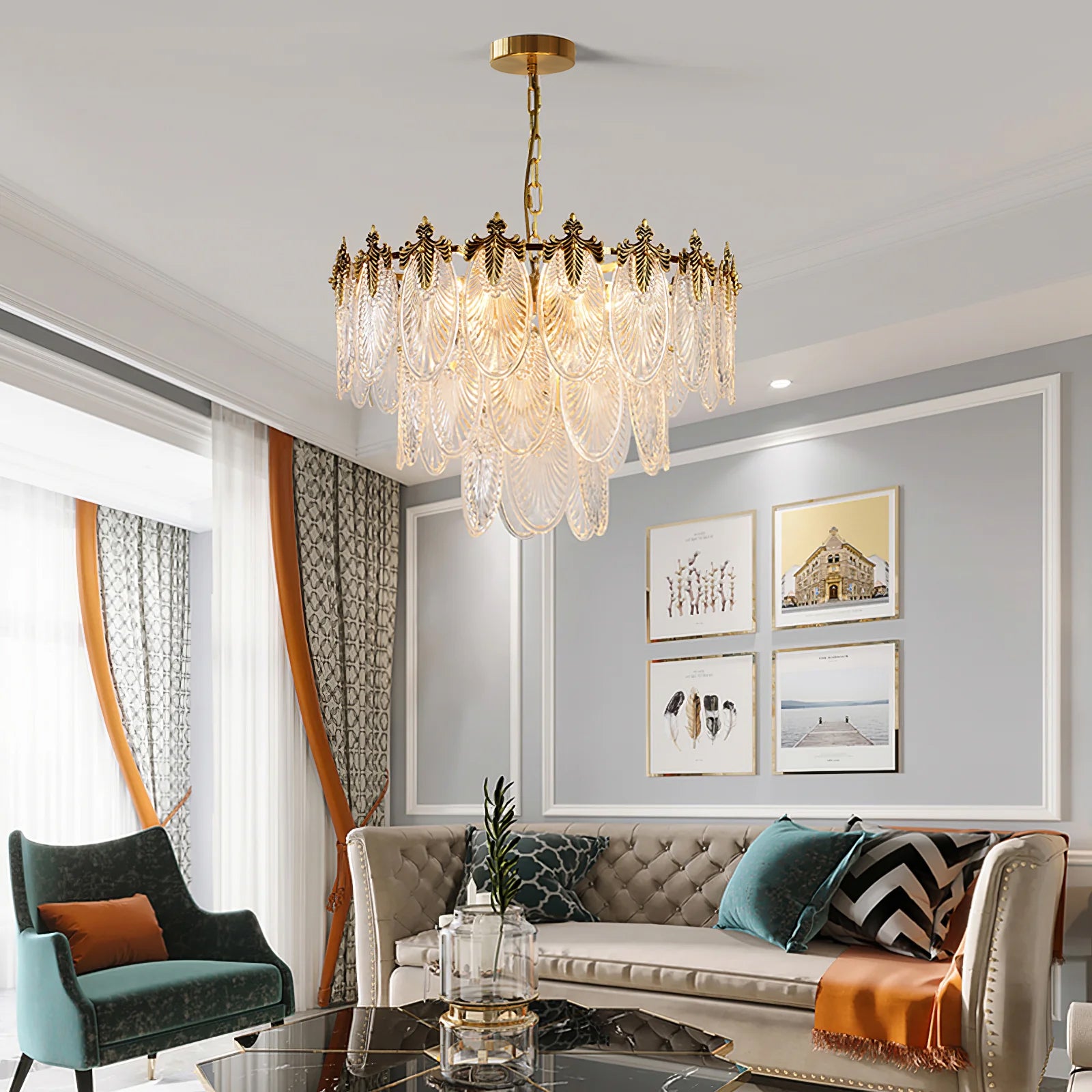 Brass Leaves Chandelier - Lumpaz