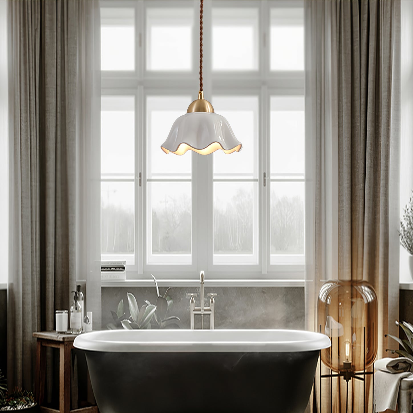 Ceramics Floral Pendant Light - Lumpaz