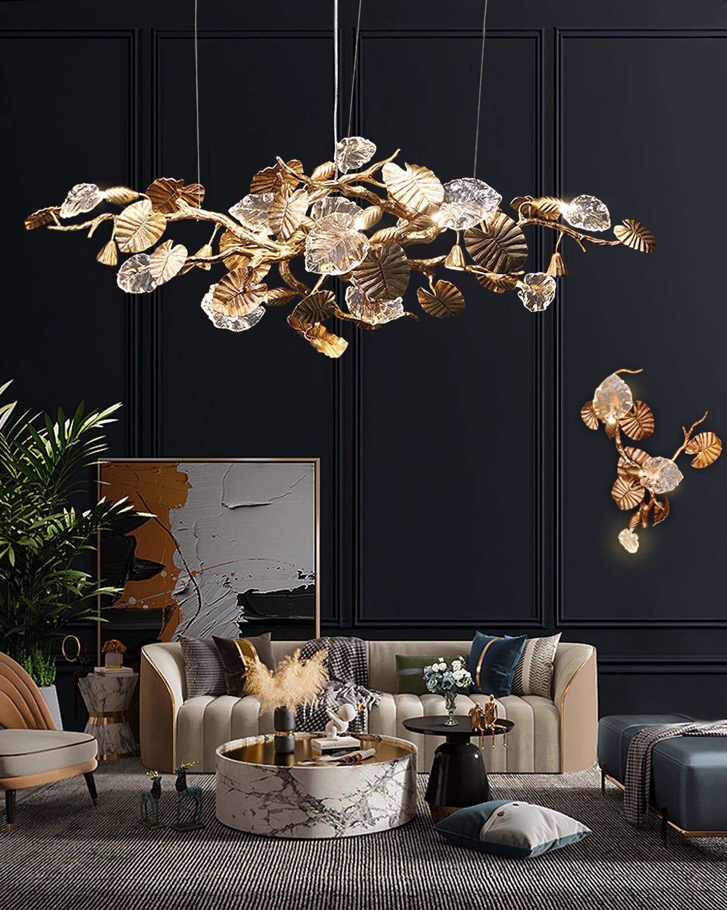 Brass Leaf Chandelier - Lumpaz