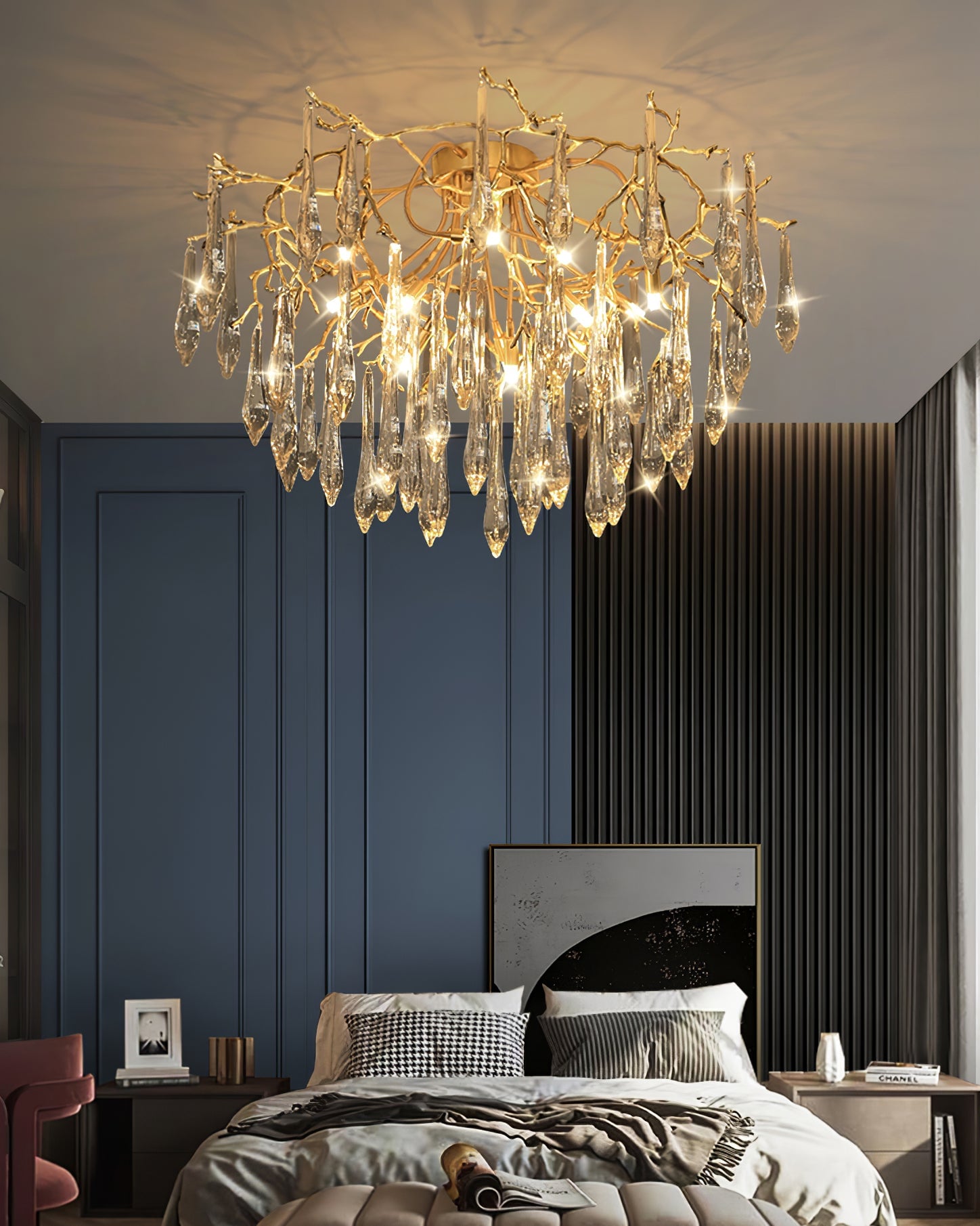 Teardrop Round Crystal Ceiling Lamp - Lumpaz