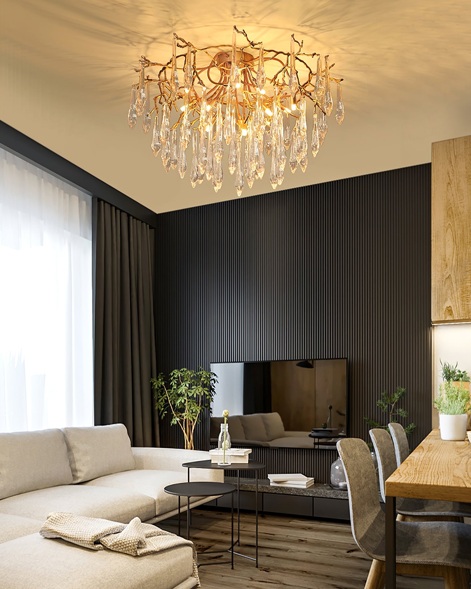 Teardrop Round Crystal Ceiling Lamp - Lumpaz