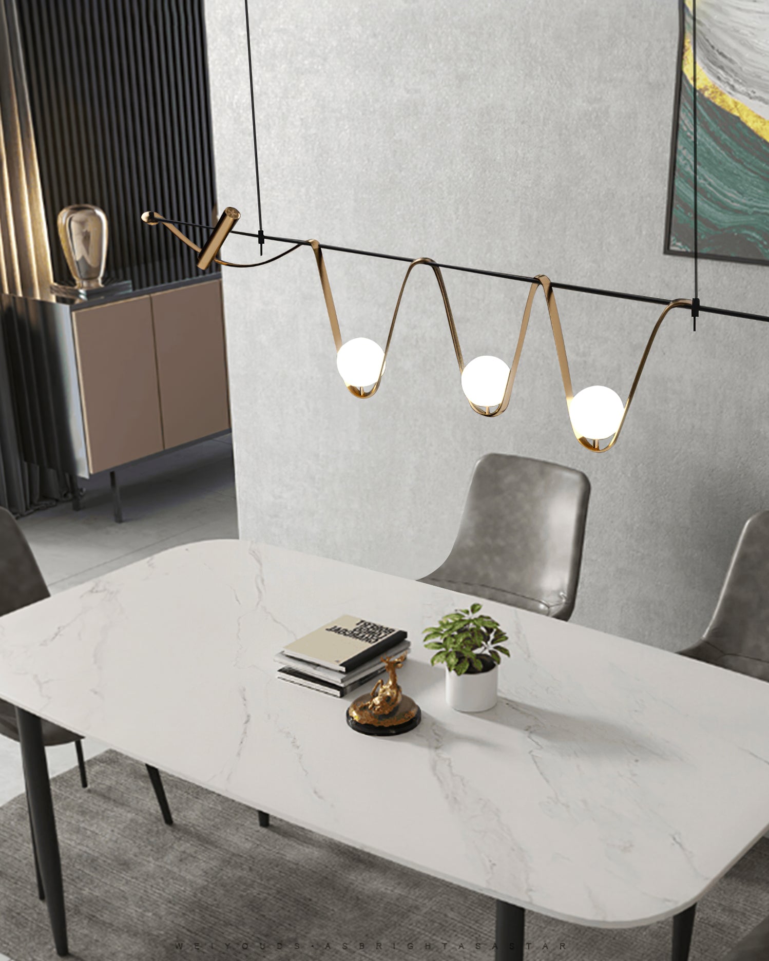 Linear Island Chandelier - Lumpaz