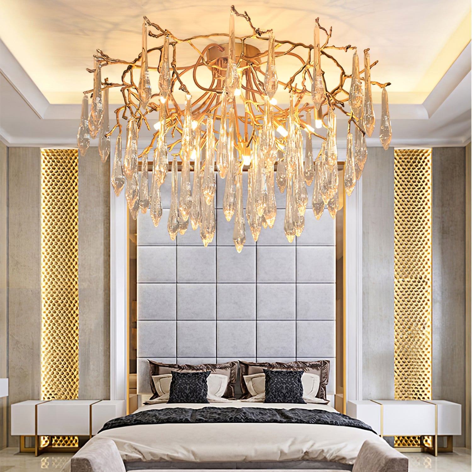 Teardrop Round Crystal Ceiling Lamp - Lumpaz