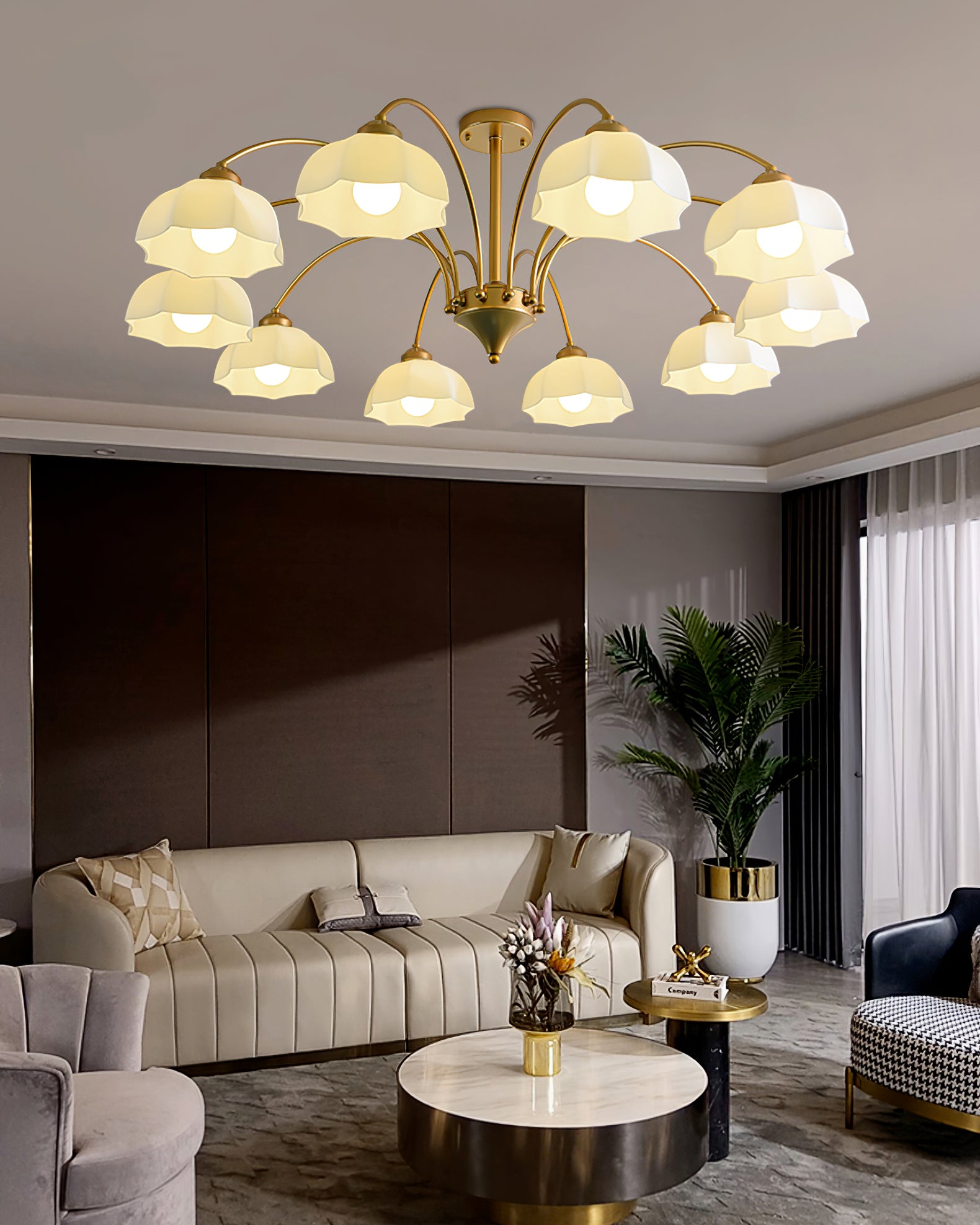 Frosted Glass Bell Chandelier - Lumpaz