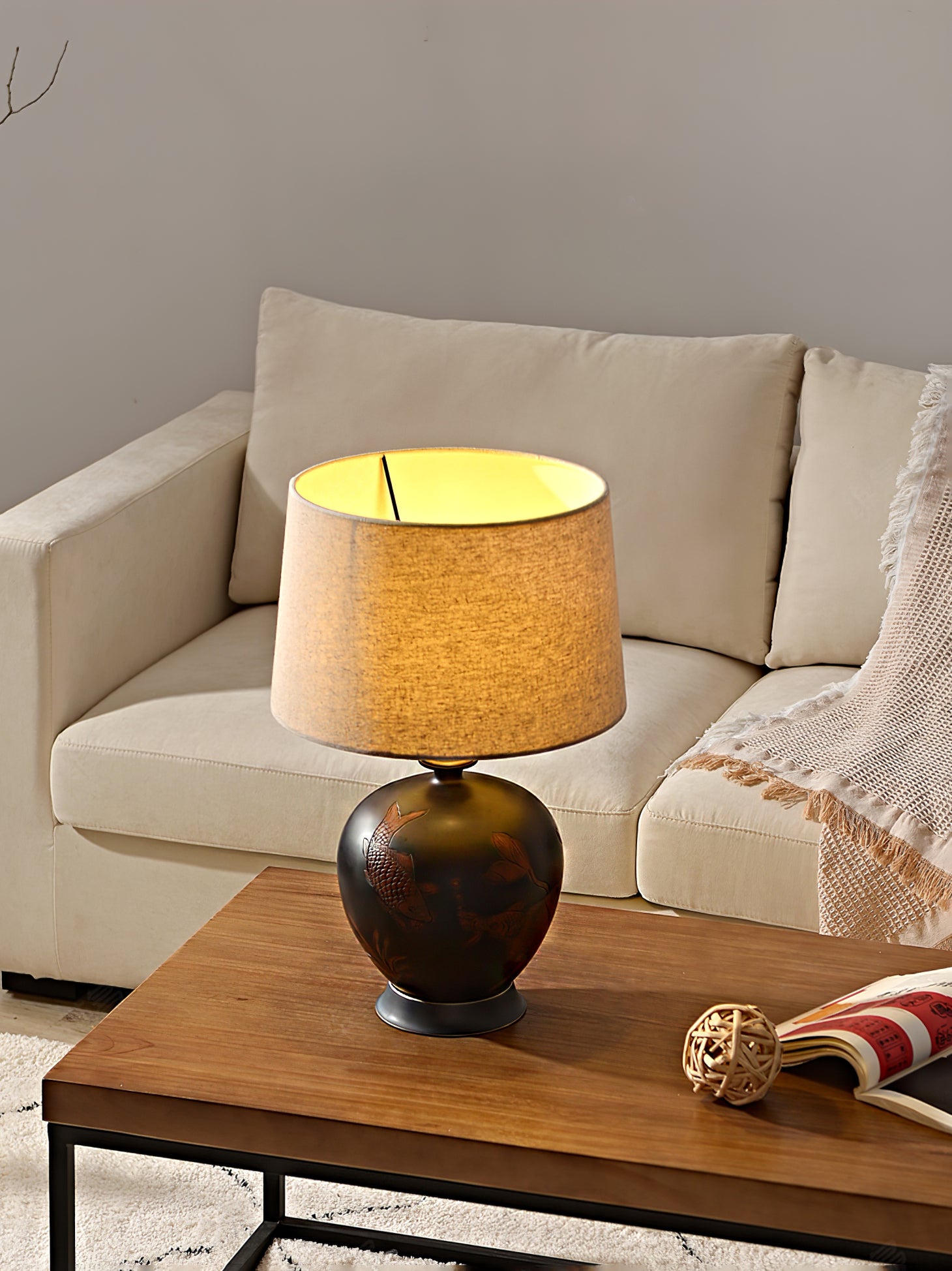 Fish Motif Ceramic Table Lamp - Lumpaz