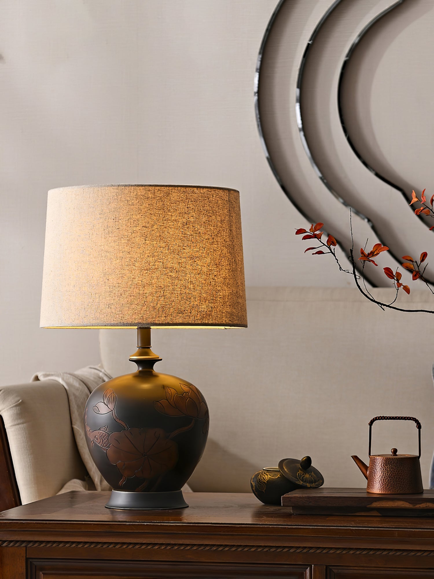 Fish Motif Ceramic Table Lamp - Lumpaz