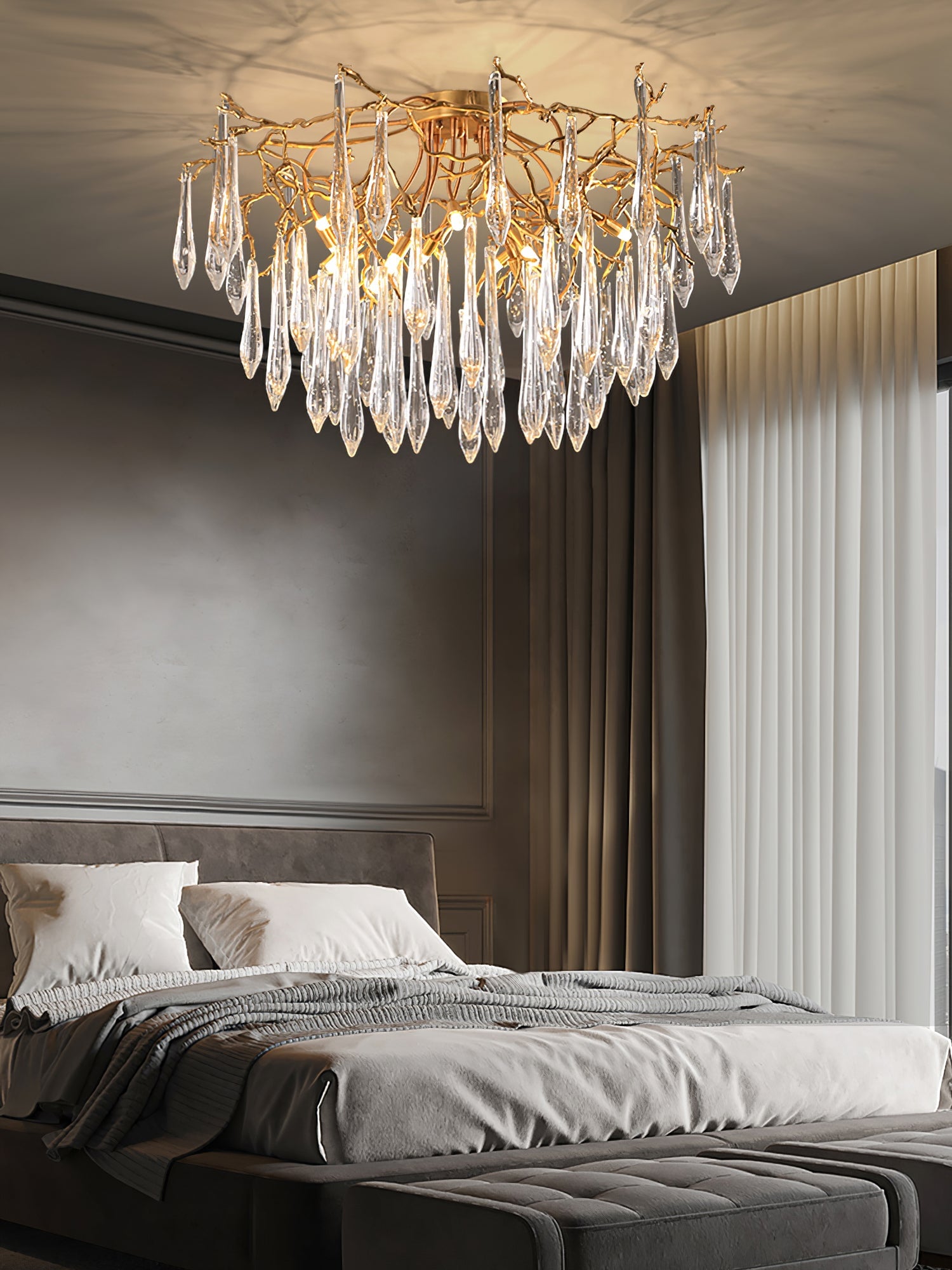 Teardrop Round Crystal Ceiling Lamp - Lumpaz