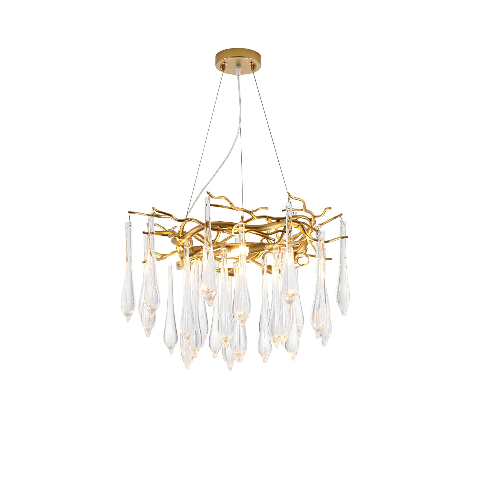 Teardrop Round Crystal Chandelier - Lumpaz