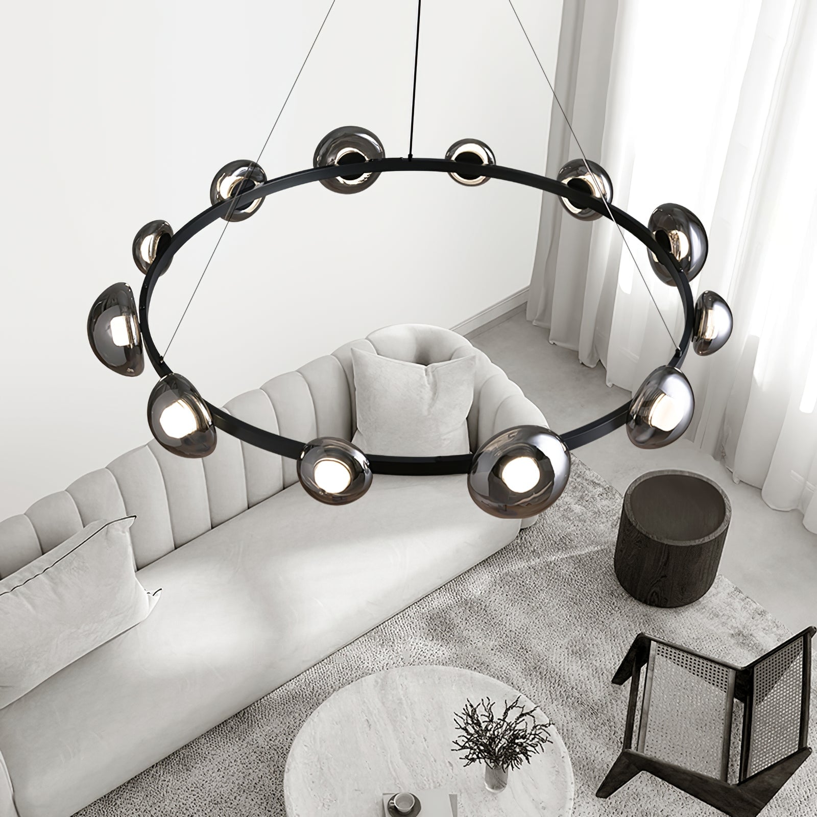 Brass Bar Glass Chandelier - Lumpaz