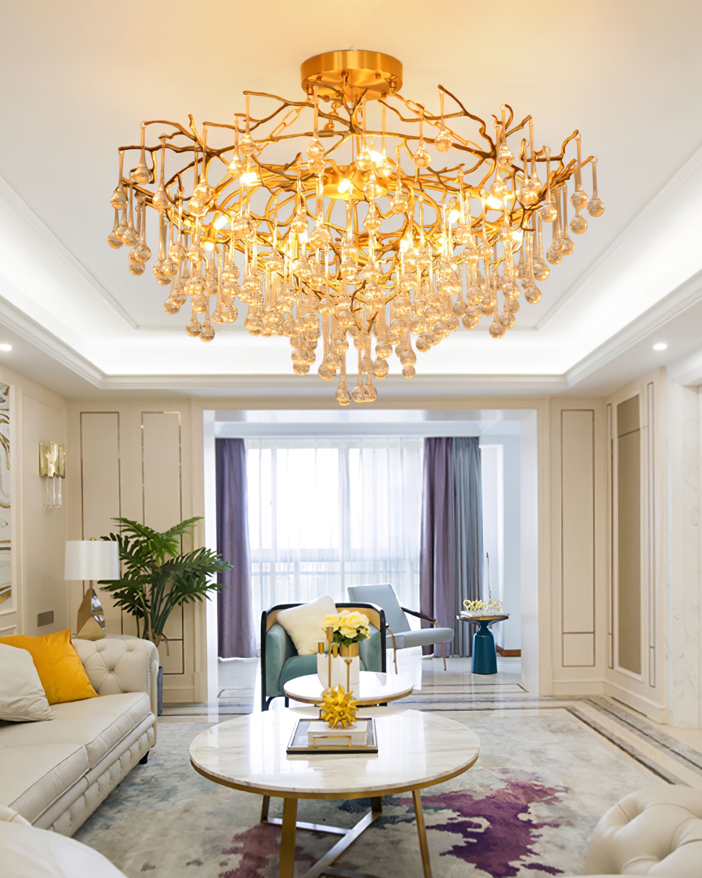 Anita Brass Leaf Chandelier - Lumpaz